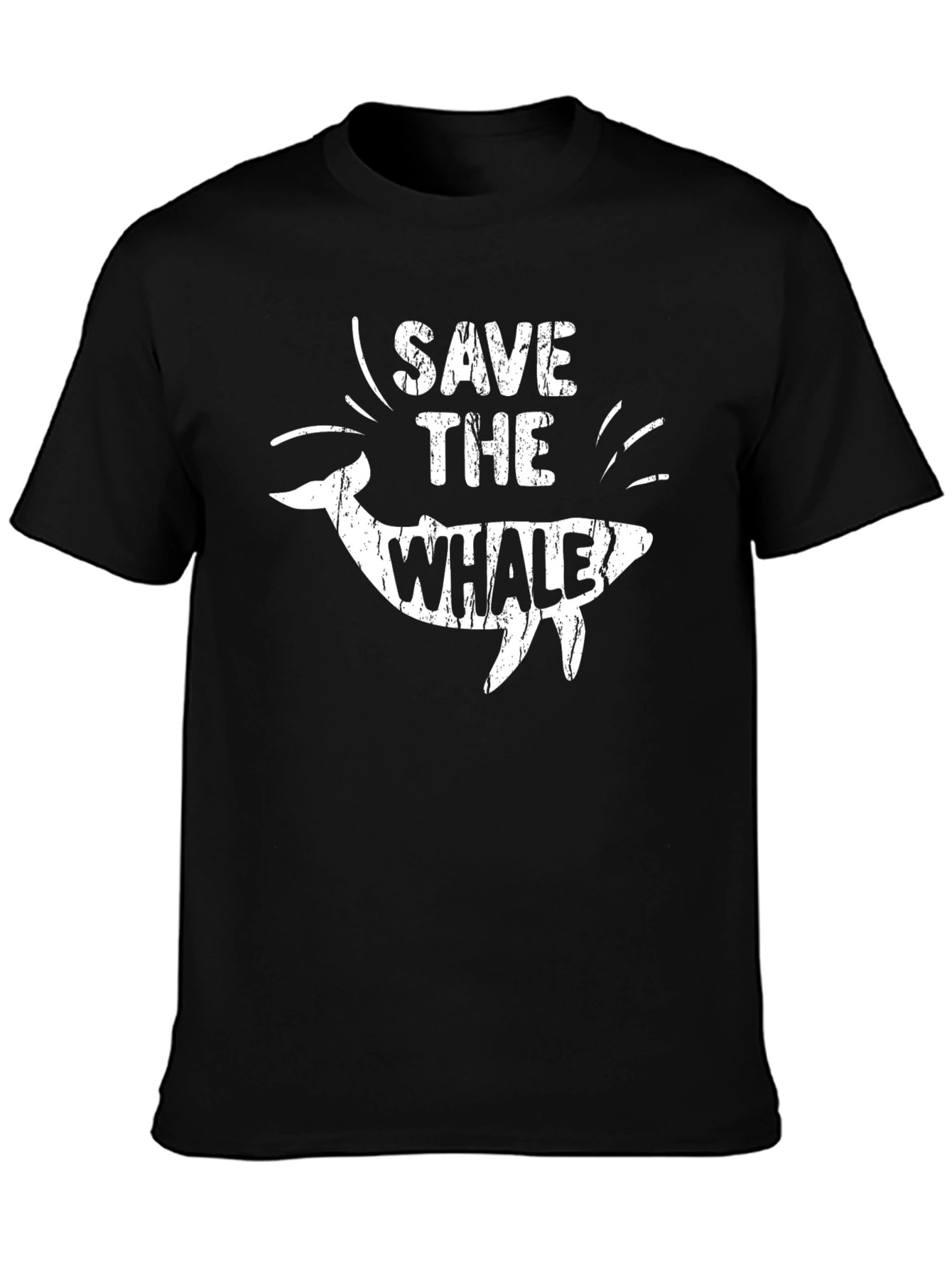 Save the Whale Graphic Tee - Black Cotton T-Shirt