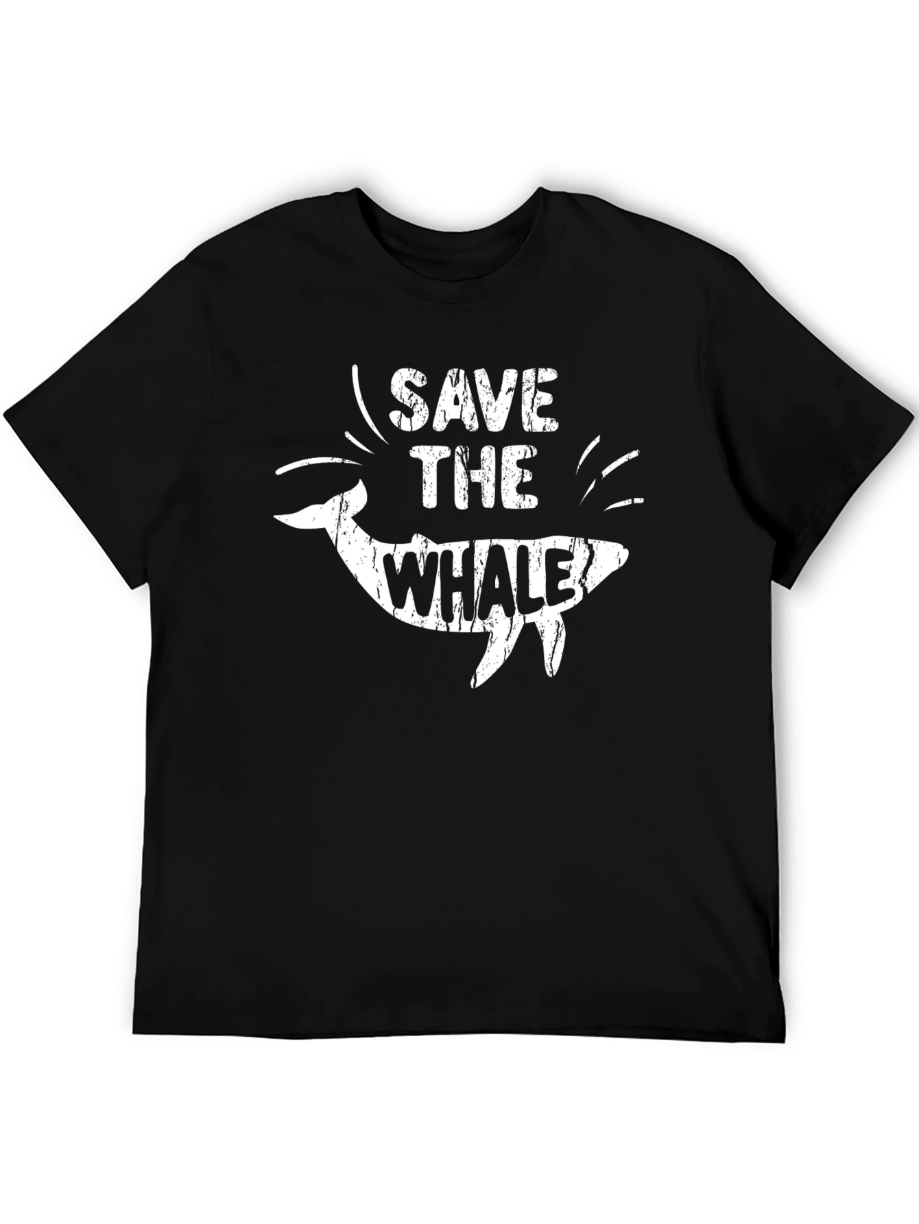 Save the Whale Graphic Tee - Black Cotton T-Shirt