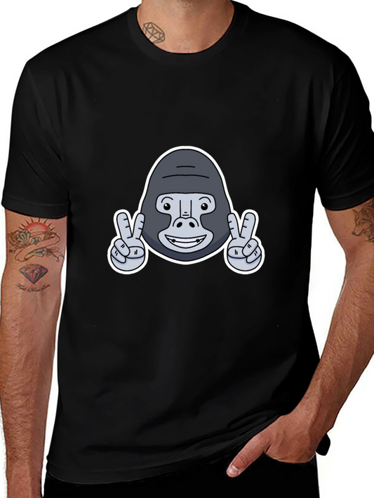 Peace Gorilla Graphic Tee - Black Cotton Blend