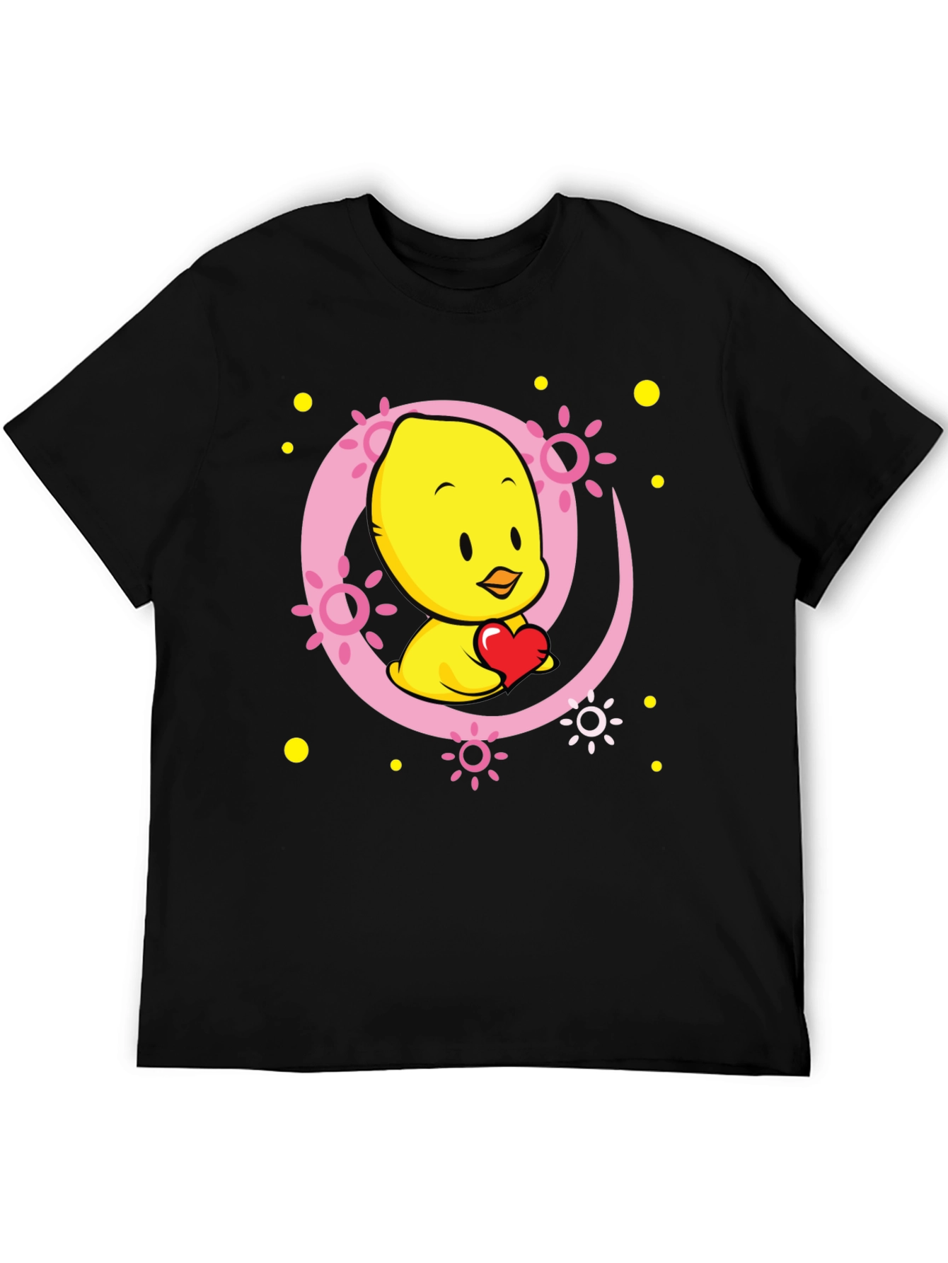 Cute Chick with Heart Black T-Shirt