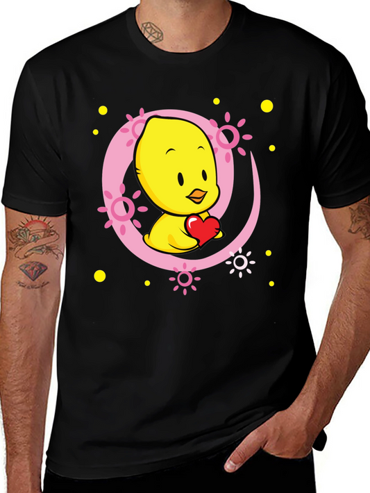 Cute Chick with Heart Black T-Shirt