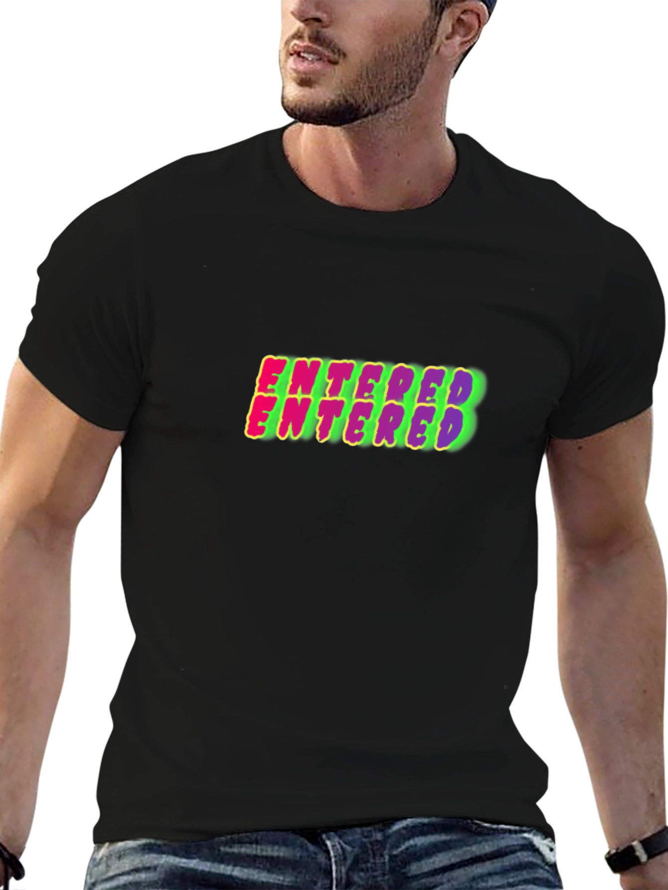 Entered Graphic Print Black Cotton T-Shirt