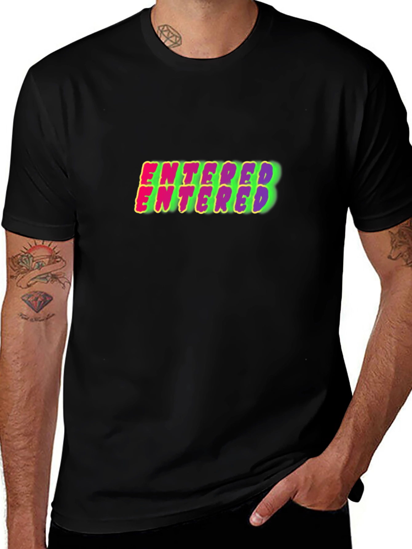 Entered Graphic Print Black Cotton T-Shirt