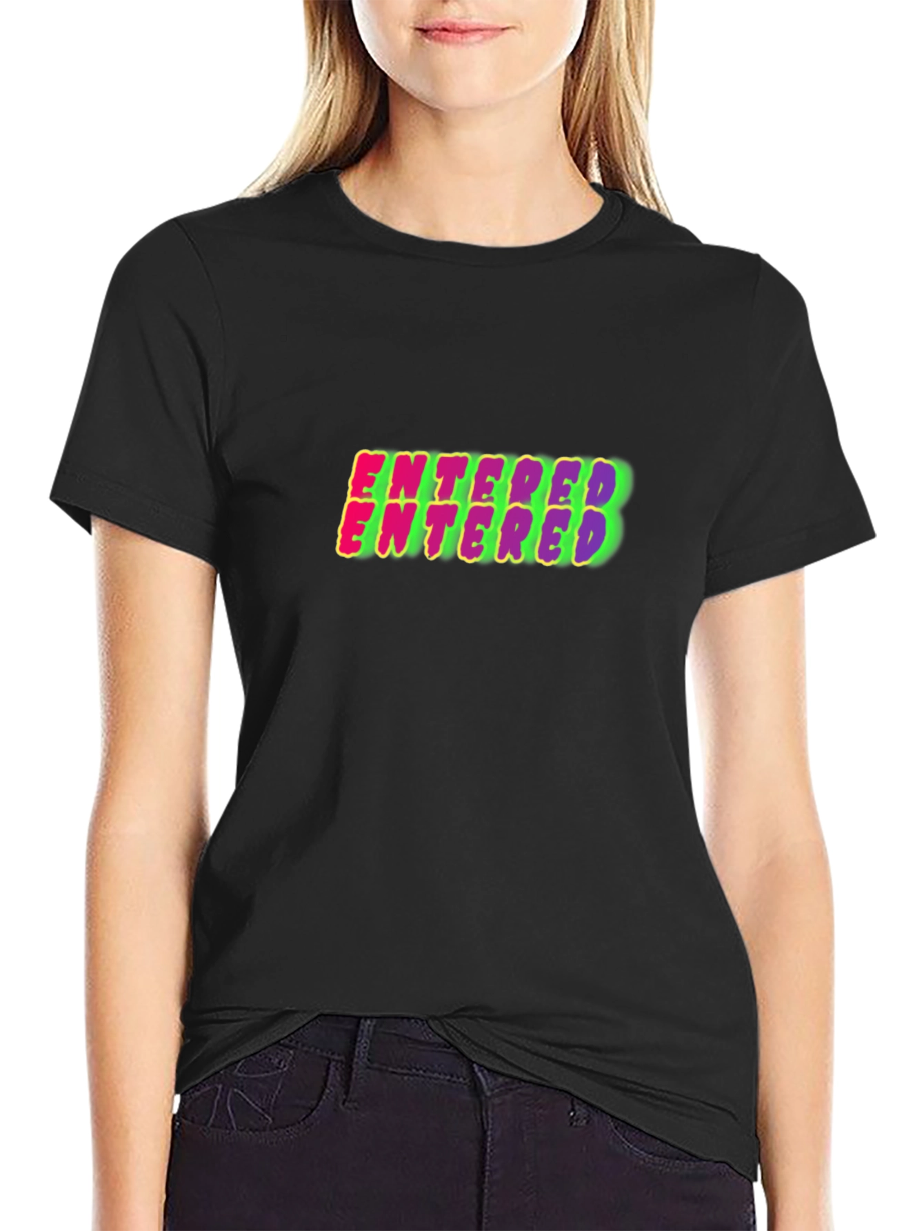 Entered Graphic Print Black Cotton T-Shirt