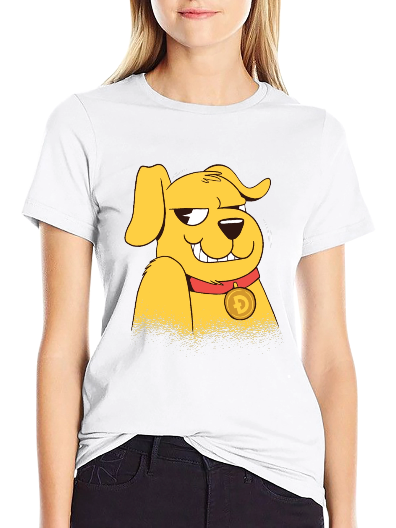 Doge Crypto Cartoon Black T-Shirt