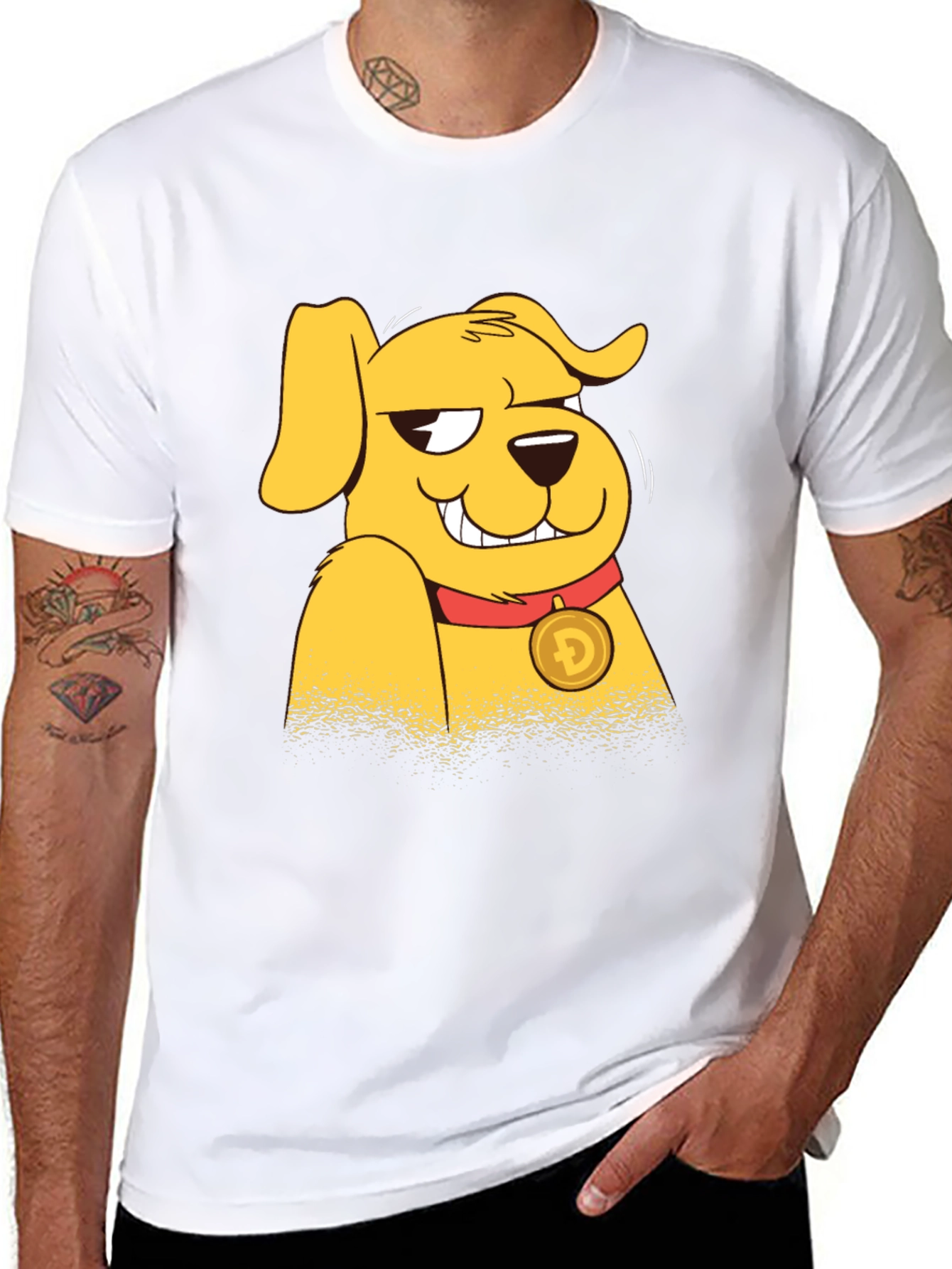 Doge Crypto Cartoon Black T-Shirt