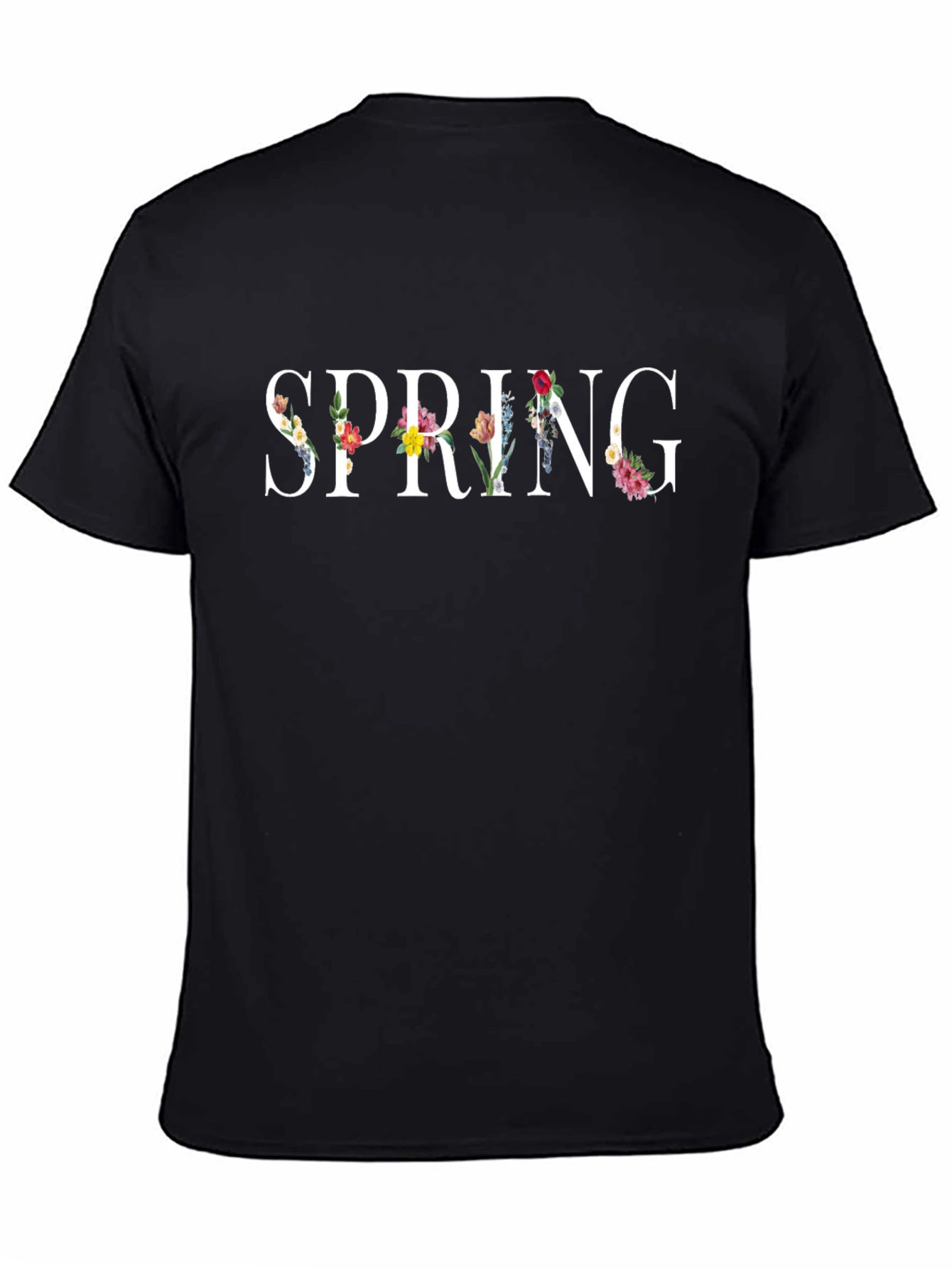 Floral Spring Black T-Shirt