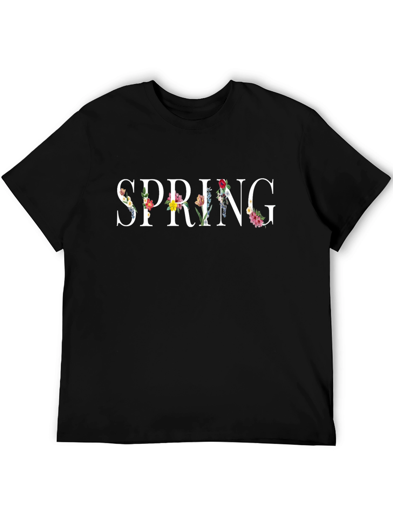Floral Spring Black T-Shirt