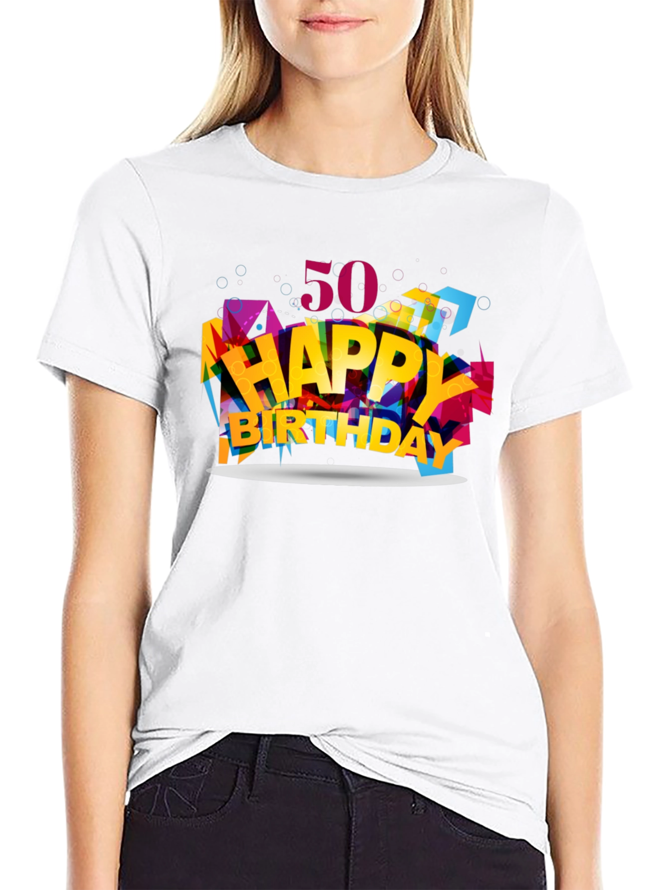 50th Happy Birthday Graphic Tee - Black