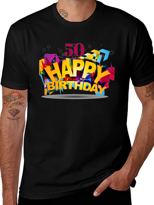 50th Happy Birthday Graphic Tee - Black