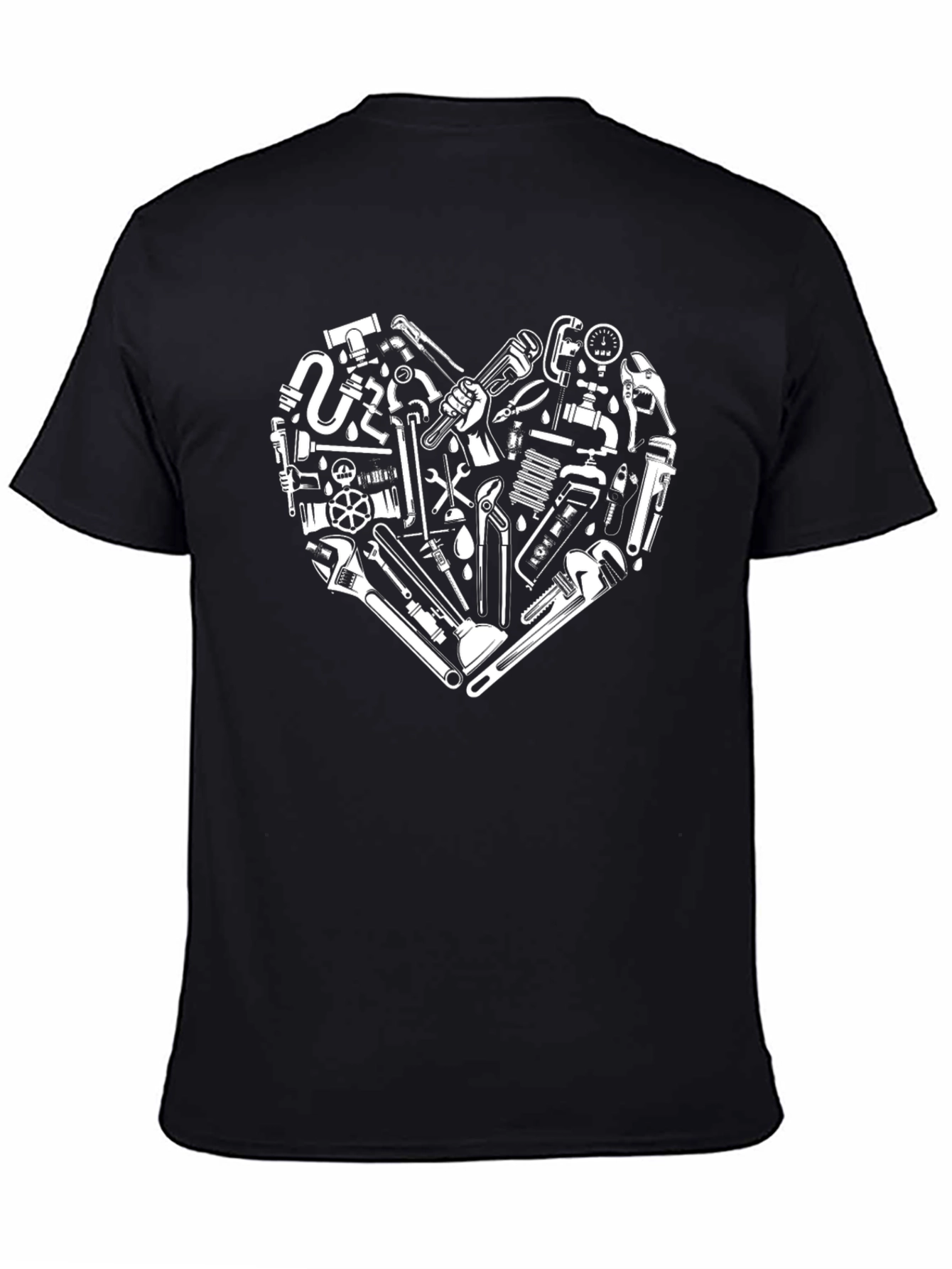 Plumber Heart Graphic T-Shirt - Black