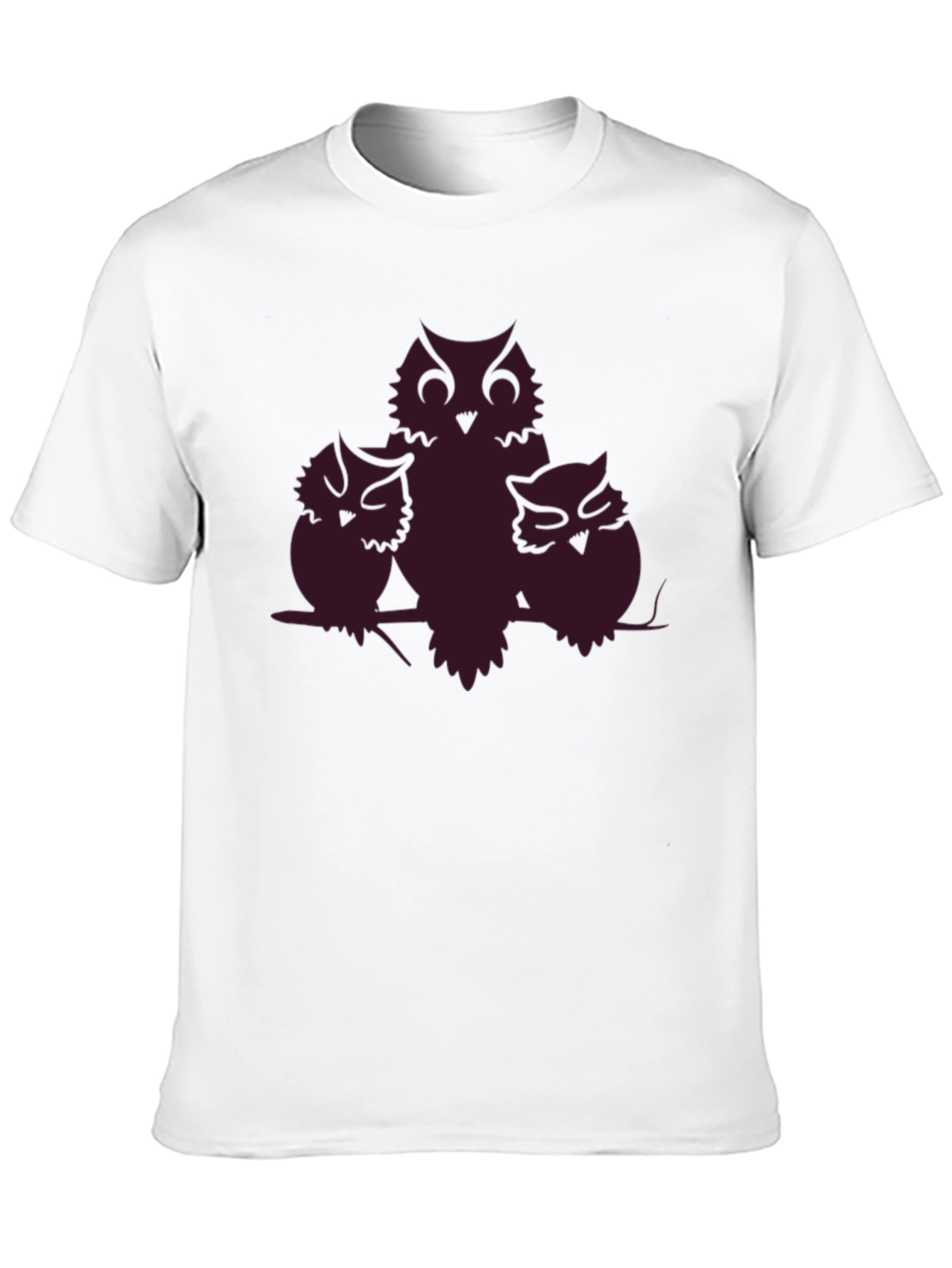Owl Family T-Shirt - Black Crew Neck Tee