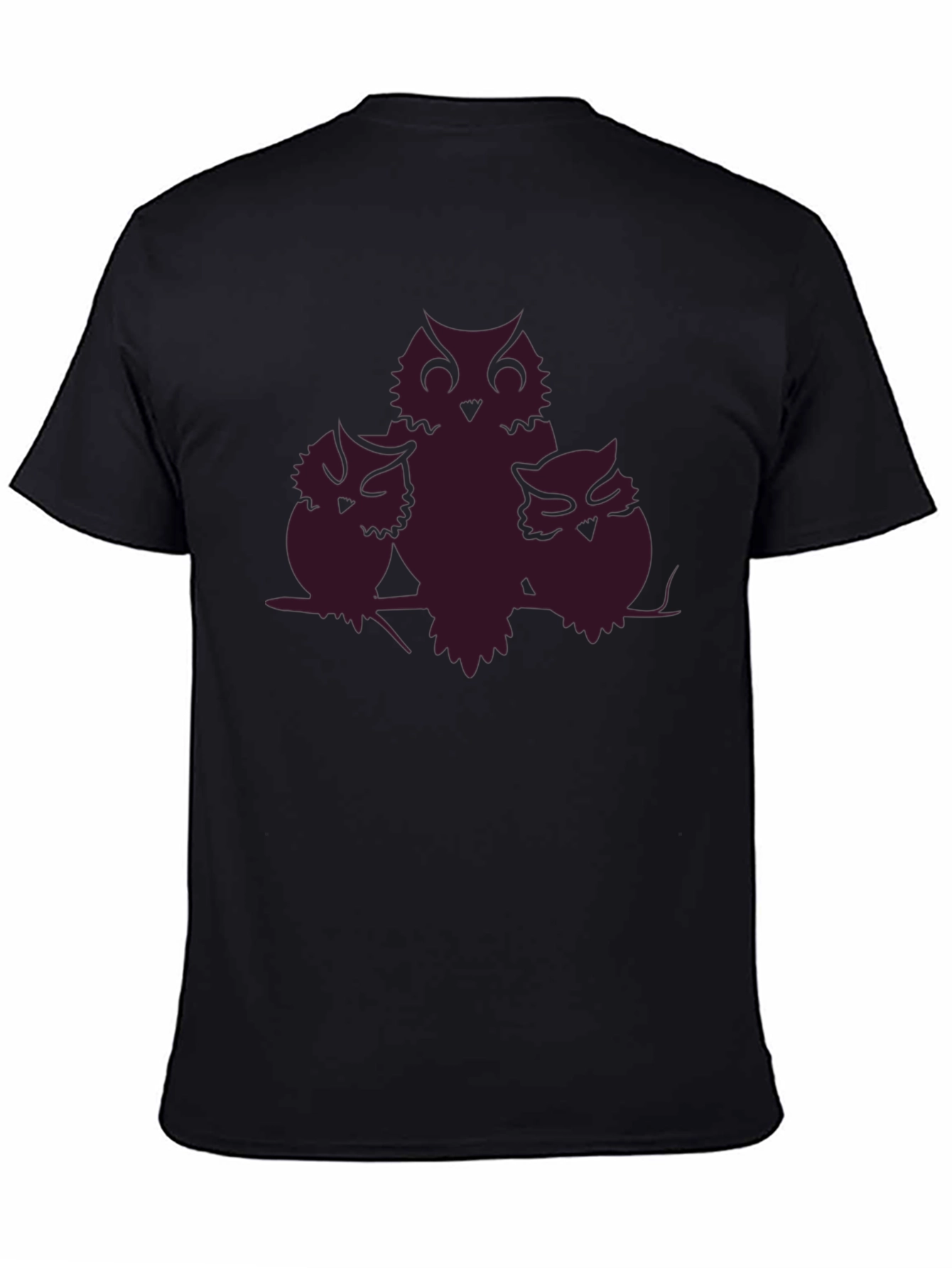 Owl Family T-Shirt - Black Crew Neck Tee