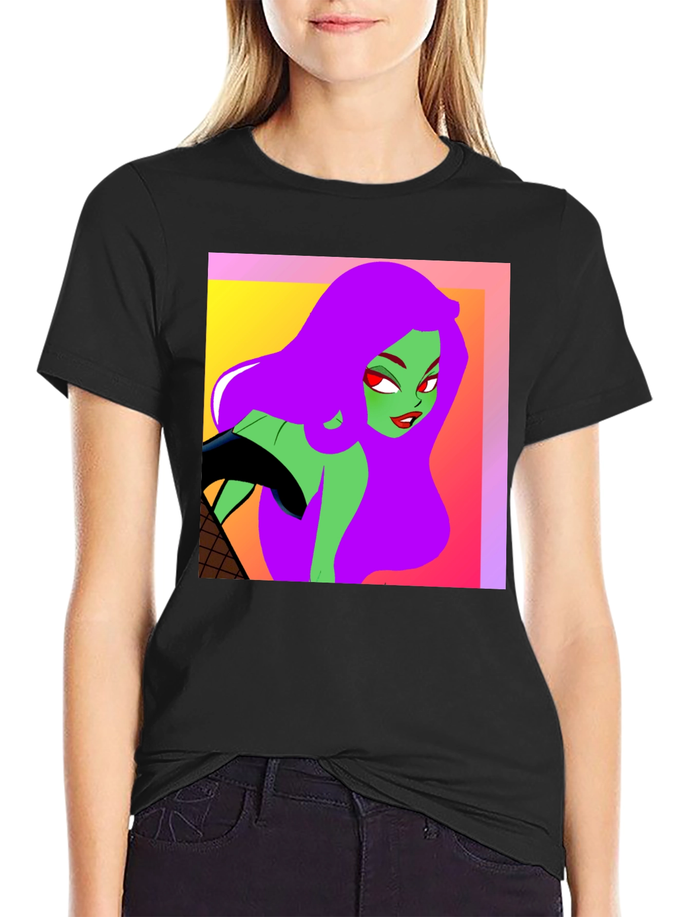 Cartoon Green Skin Girl T-Shirt