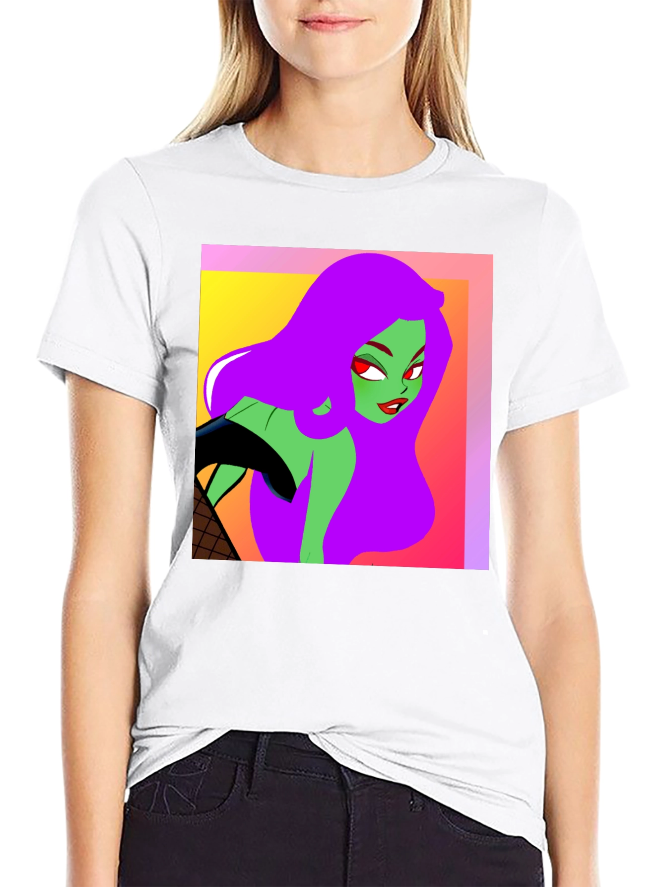Cartoon Green Skin Girl T-Shirt