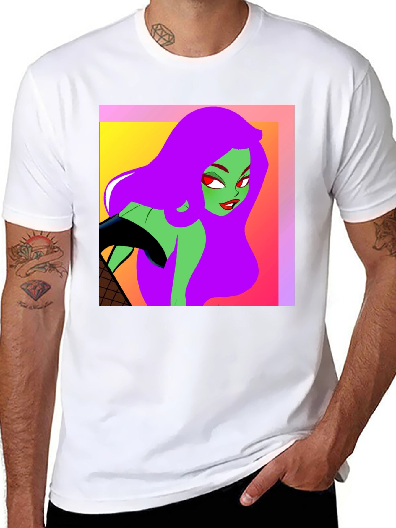 Cartoon Green Skin Girl T-Shirt