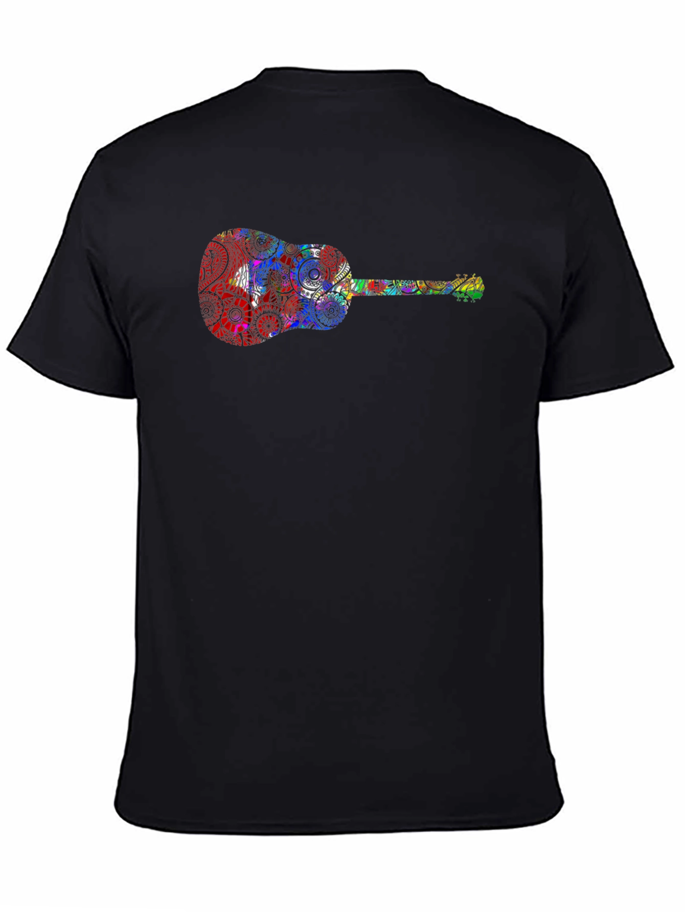 Guitar Print Black T-Shirt - Music Lover Tee
