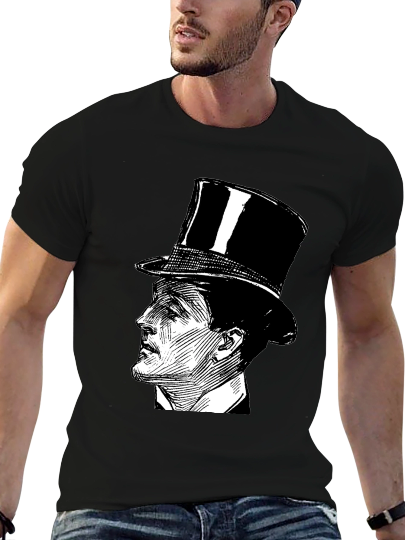 Top Hat Gentleman Graphic Tee - Black