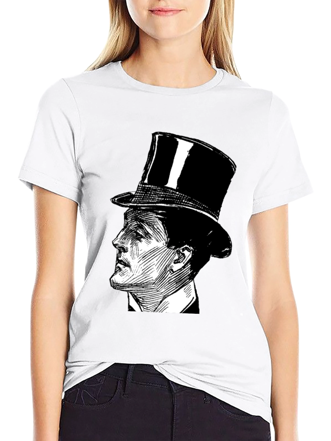 Top Hat Gentleman Graphic Tee - Black