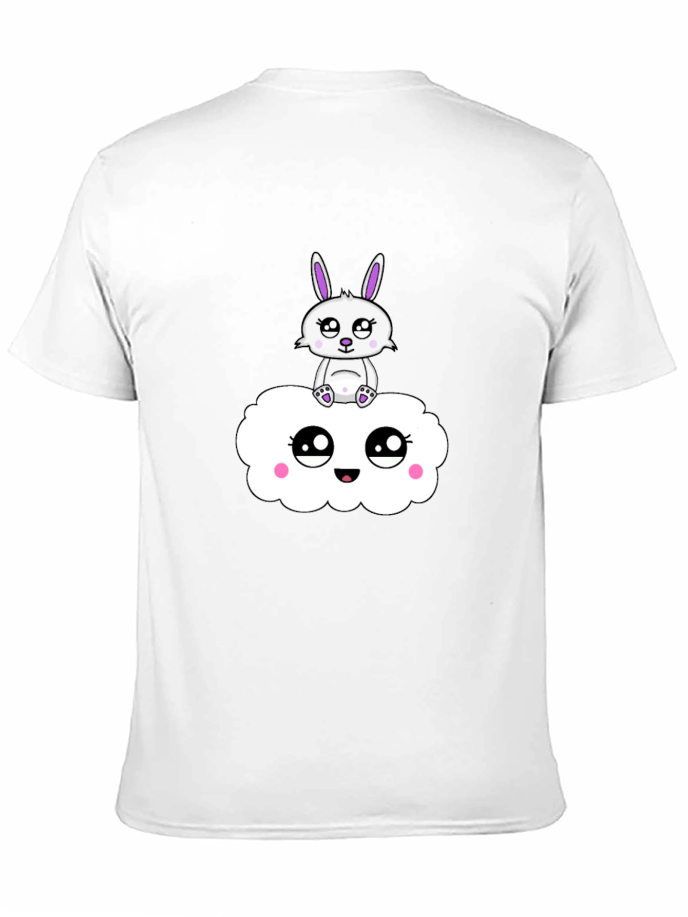Cute Bunny on Cloud Black T-Shirt