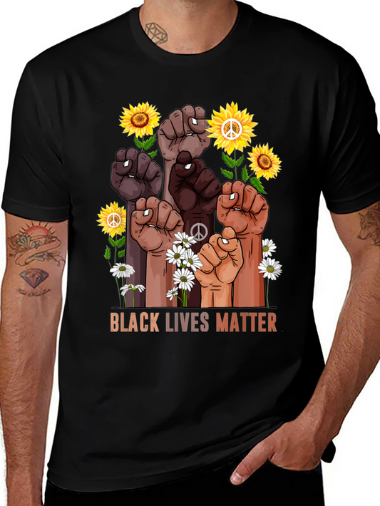 BLM Fist Flowers Graphic T-Shirt