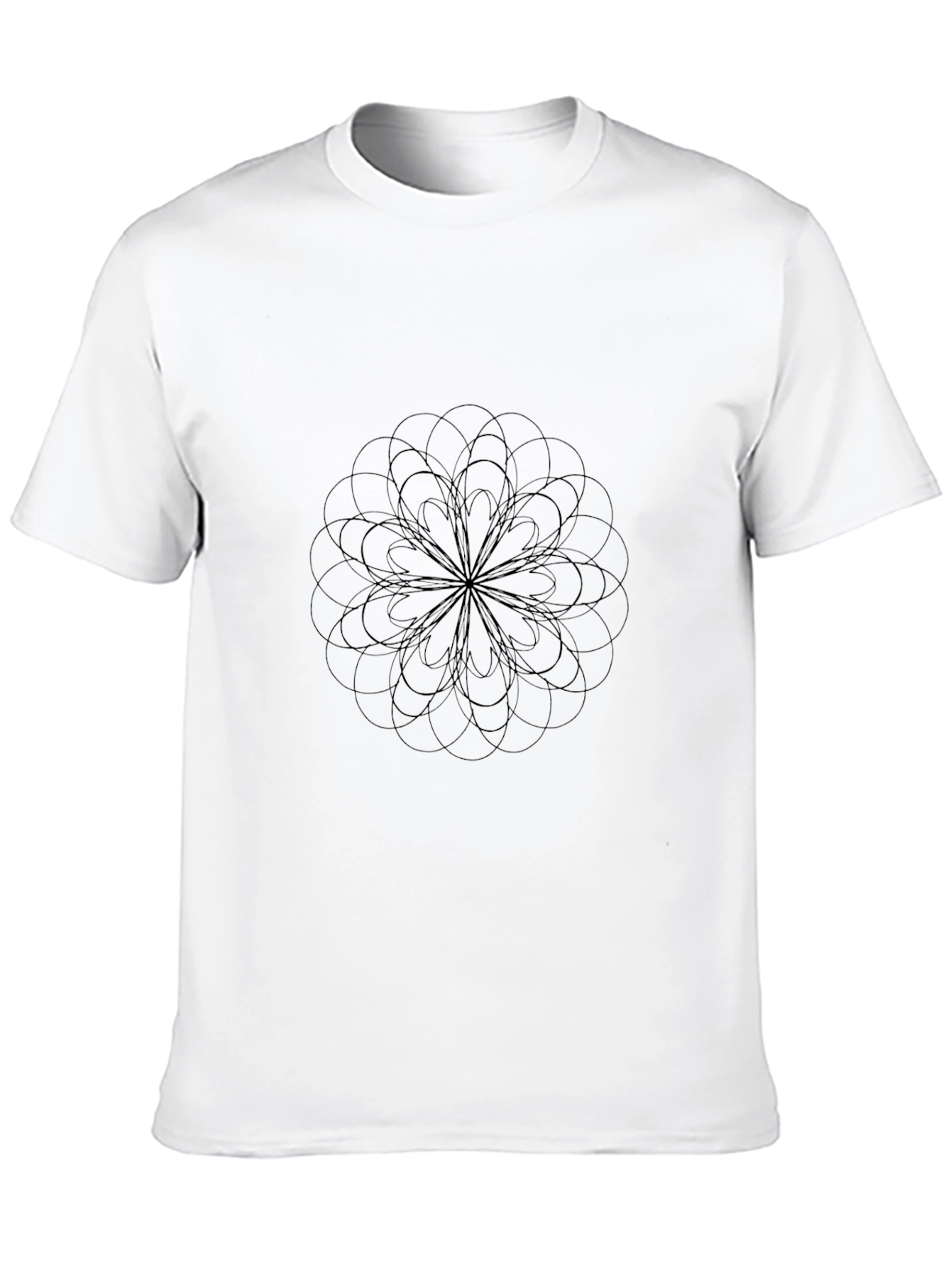 Abstract Geometric Flower Graphic Black T-Shirt