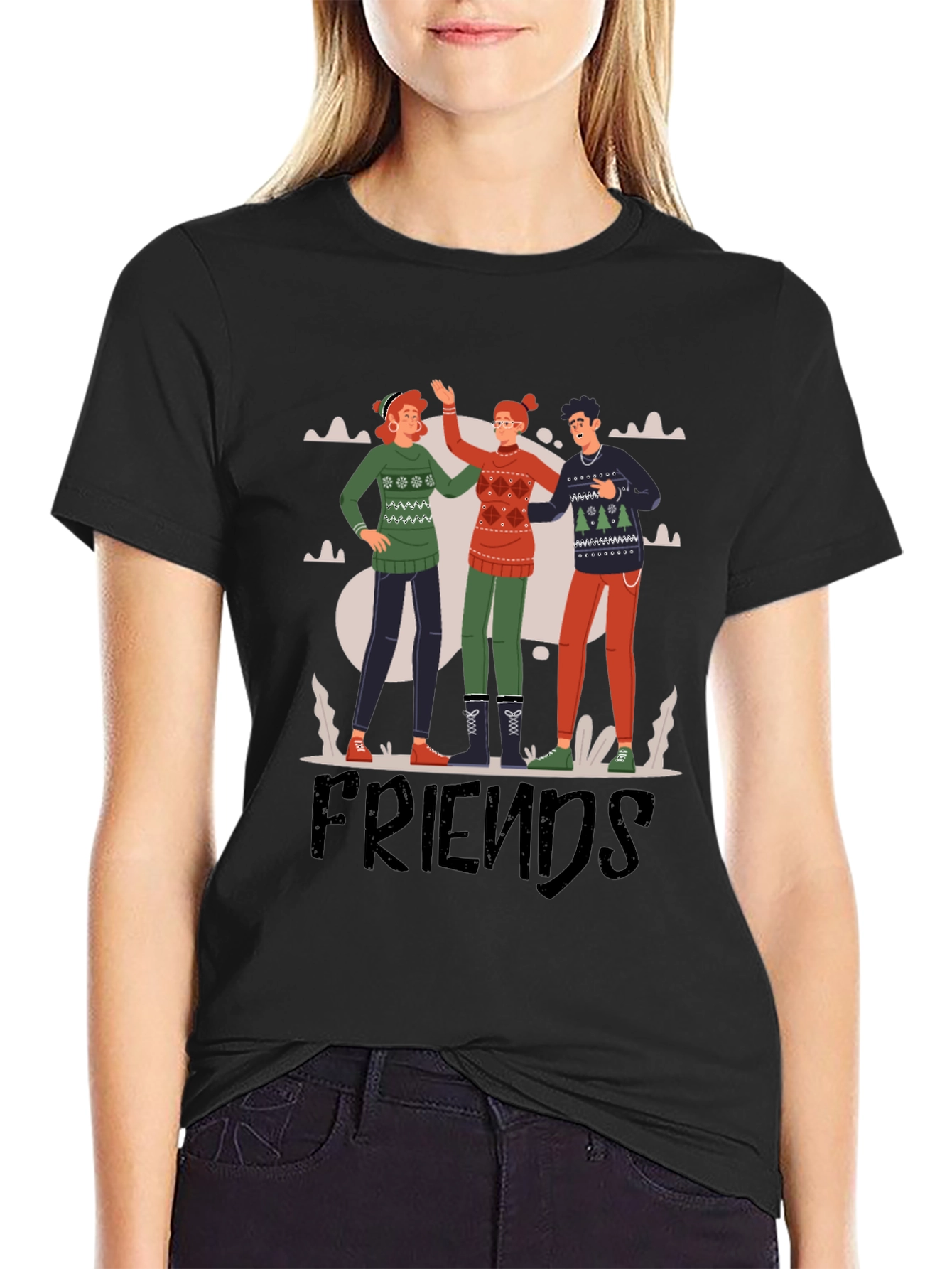 Friends Graphic Tee - Crew Neck Casual Shirt