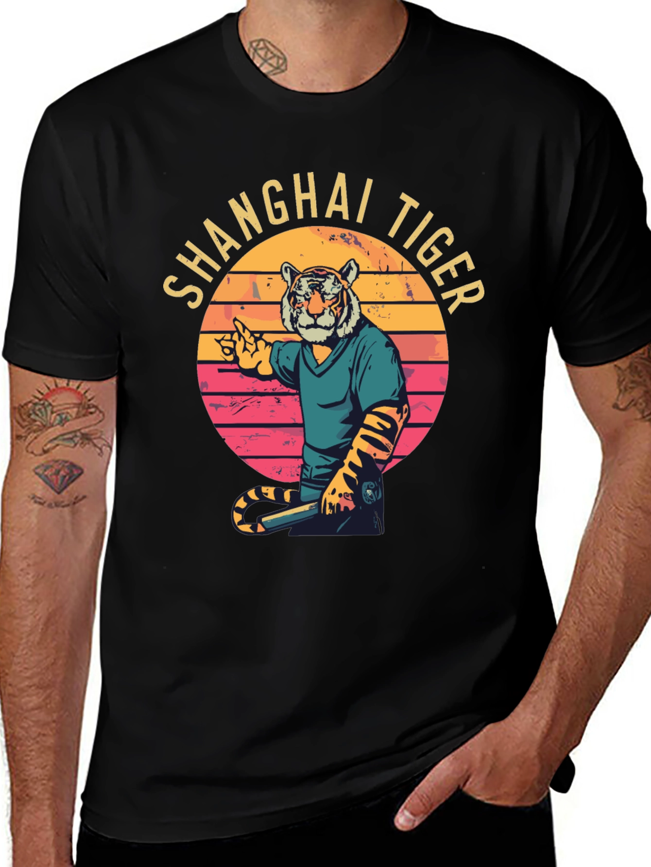 Shanghai Tiger Graphic Tee - Retro Style T-Shirt