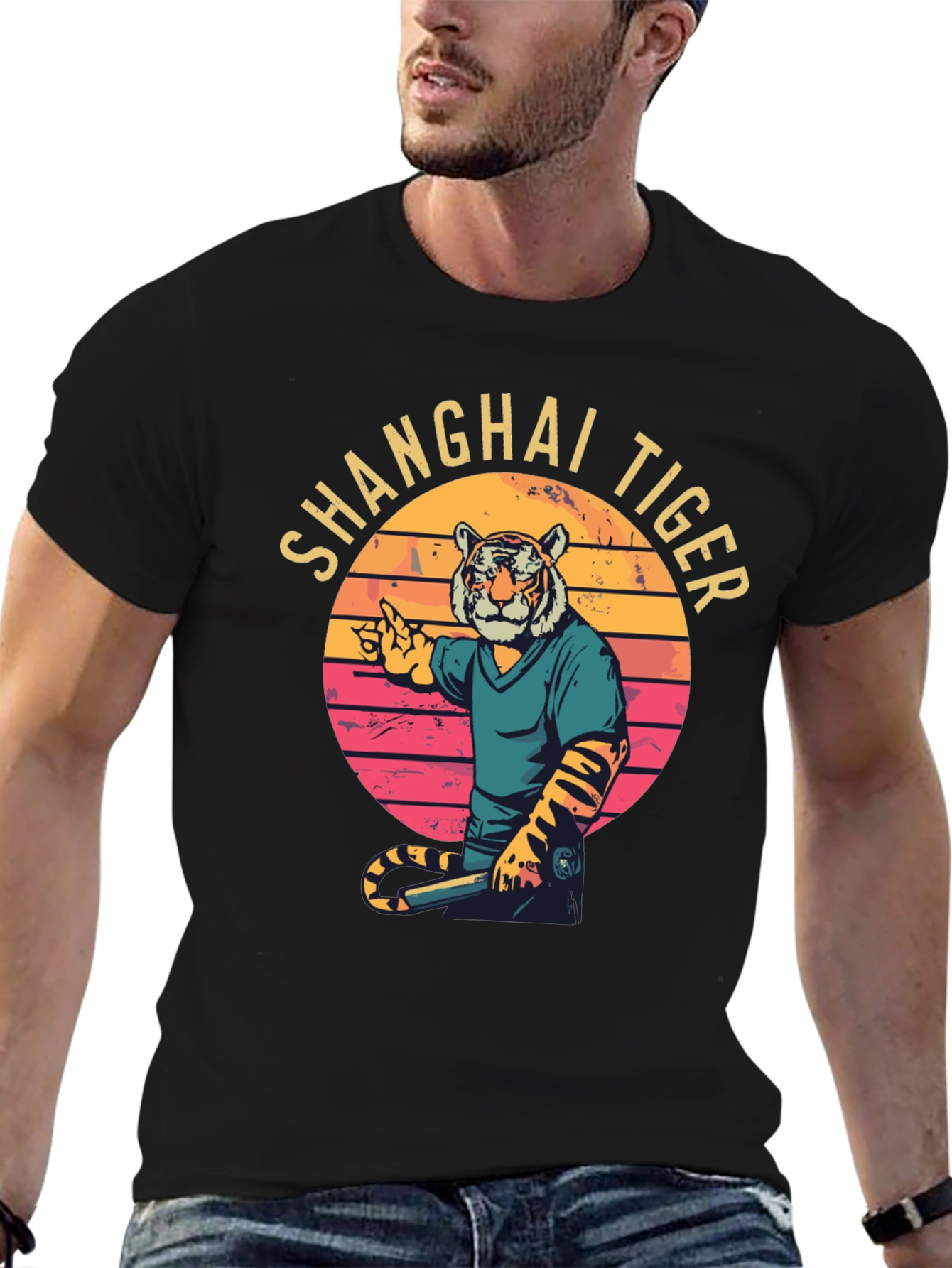 Shanghai Tiger Graphic Tee - Retro Style T-Shirt