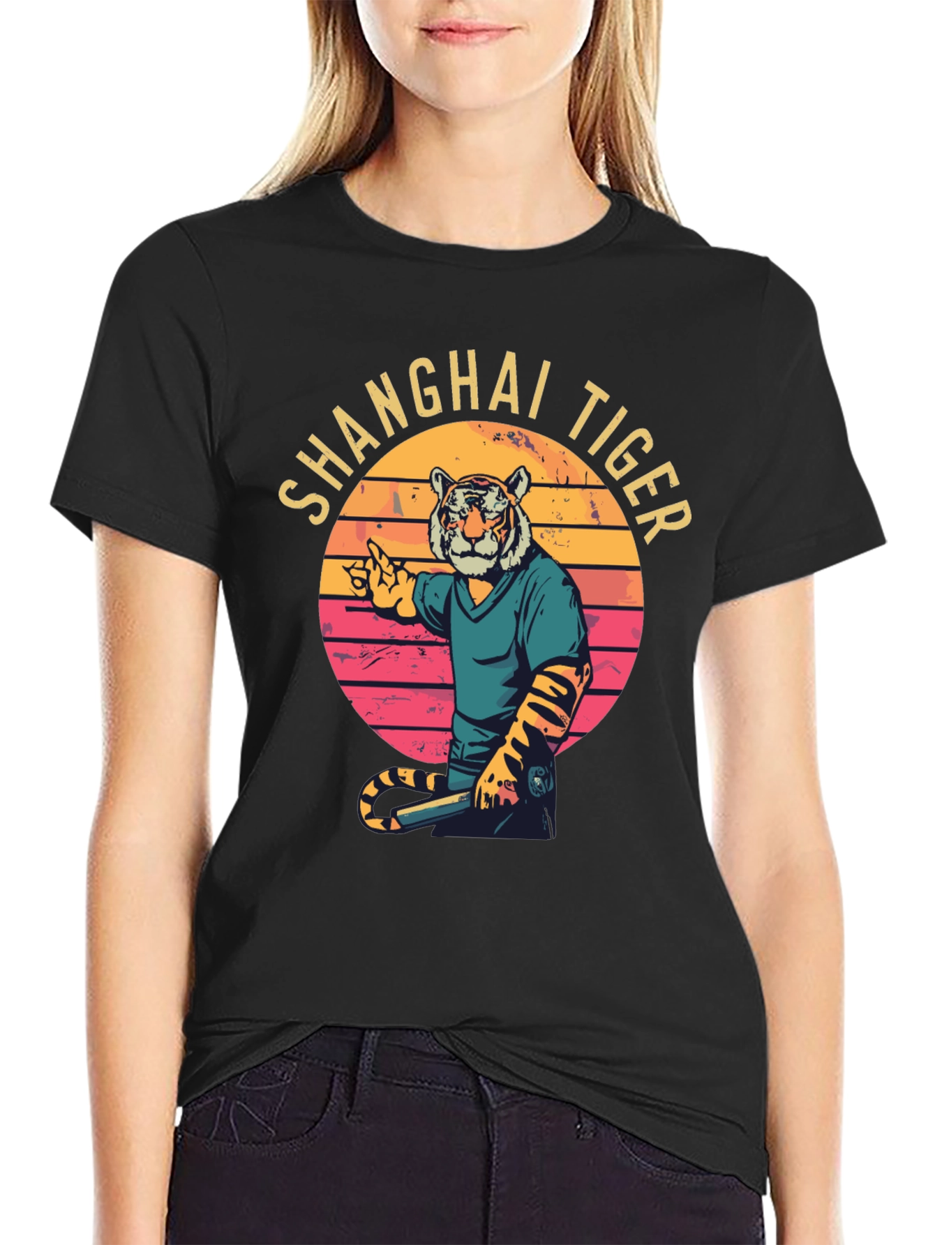 Shanghai Tiger Graphic Tee - Retro Style T-Shirt