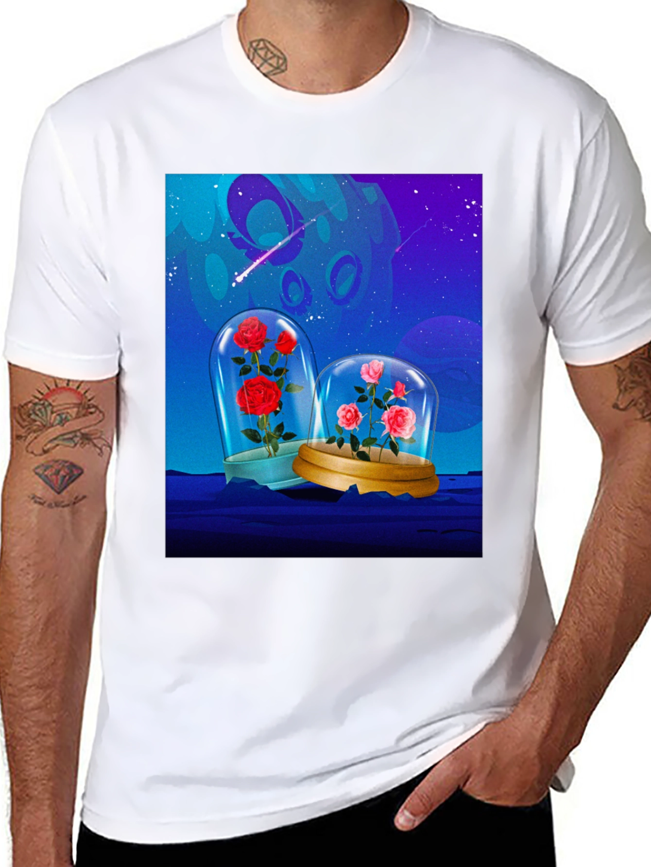Enchanted Roses T-Shirt - Galaxy Bloom