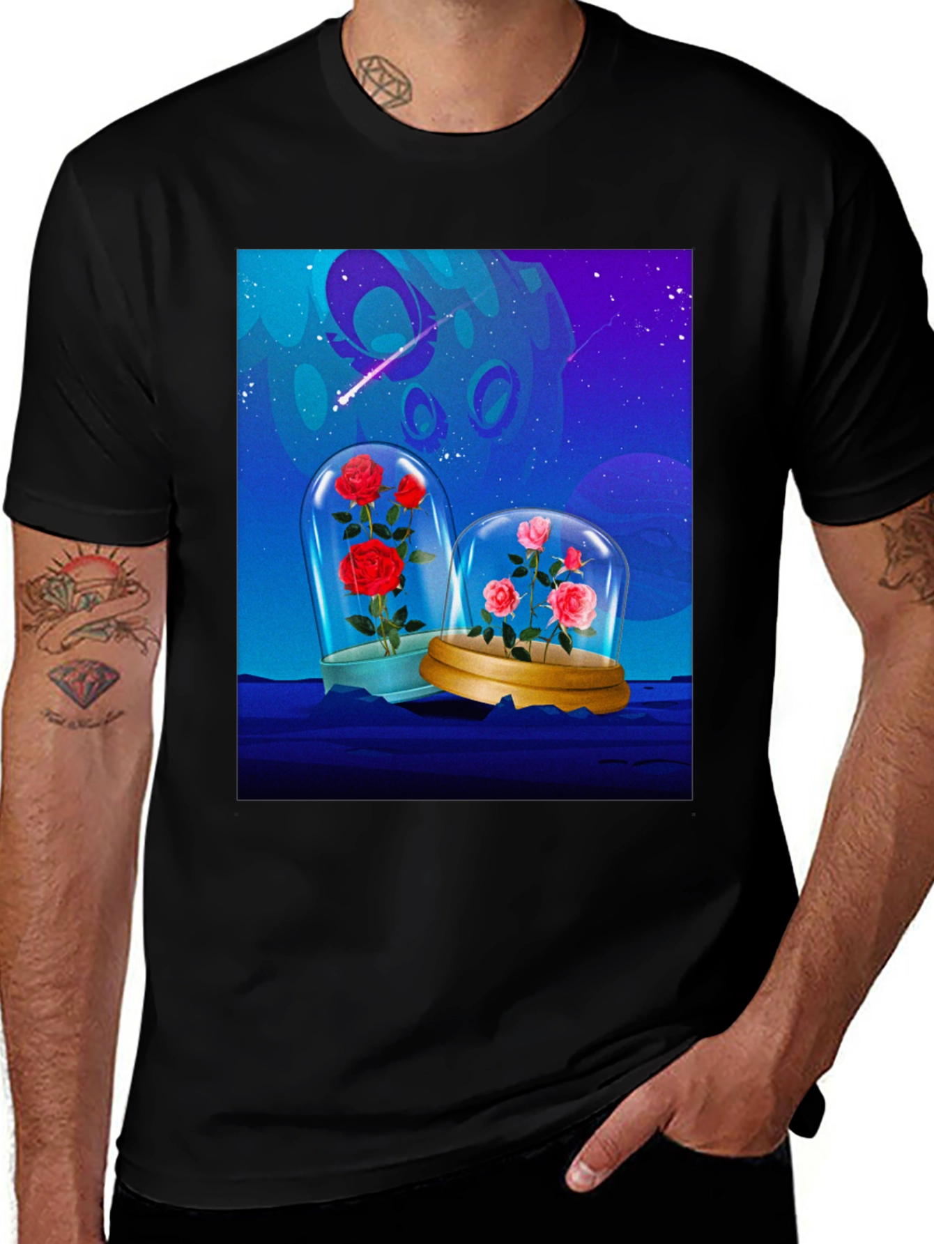 Enchanted Roses T-Shirt - Galaxy Bloom