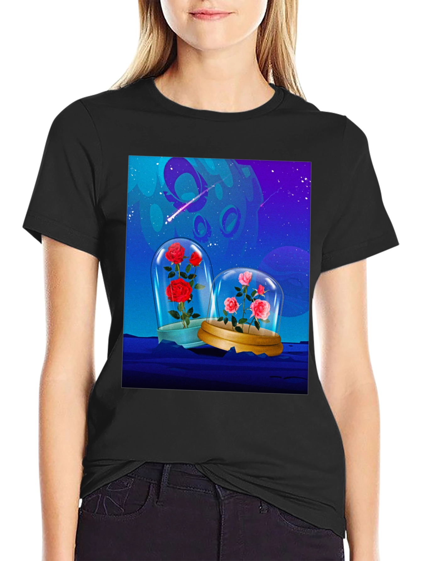 Enchanted Roses T-Shirt - Galaxy Bloom