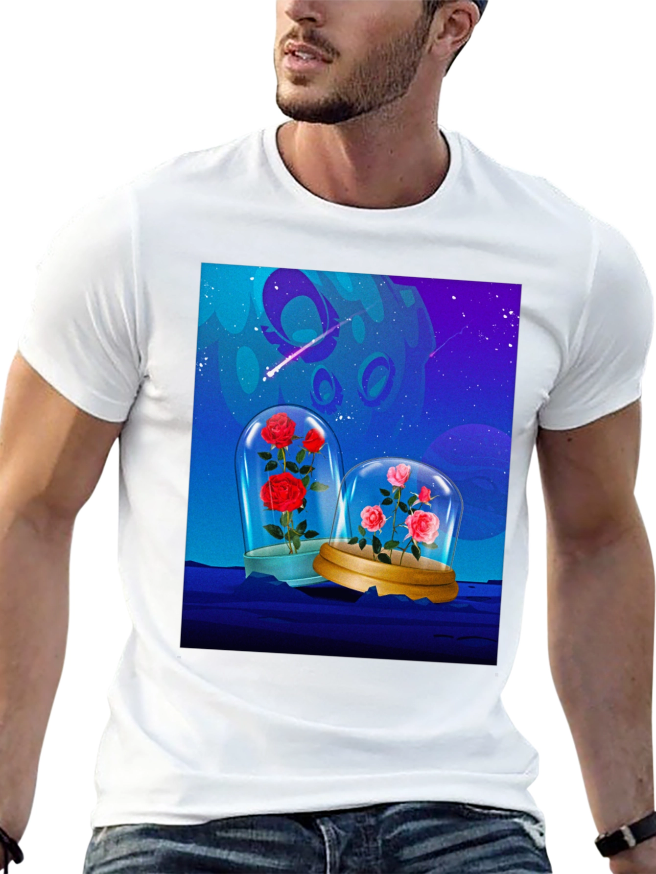 Enchanted Roses T-Shirt - Galaxy Bloom