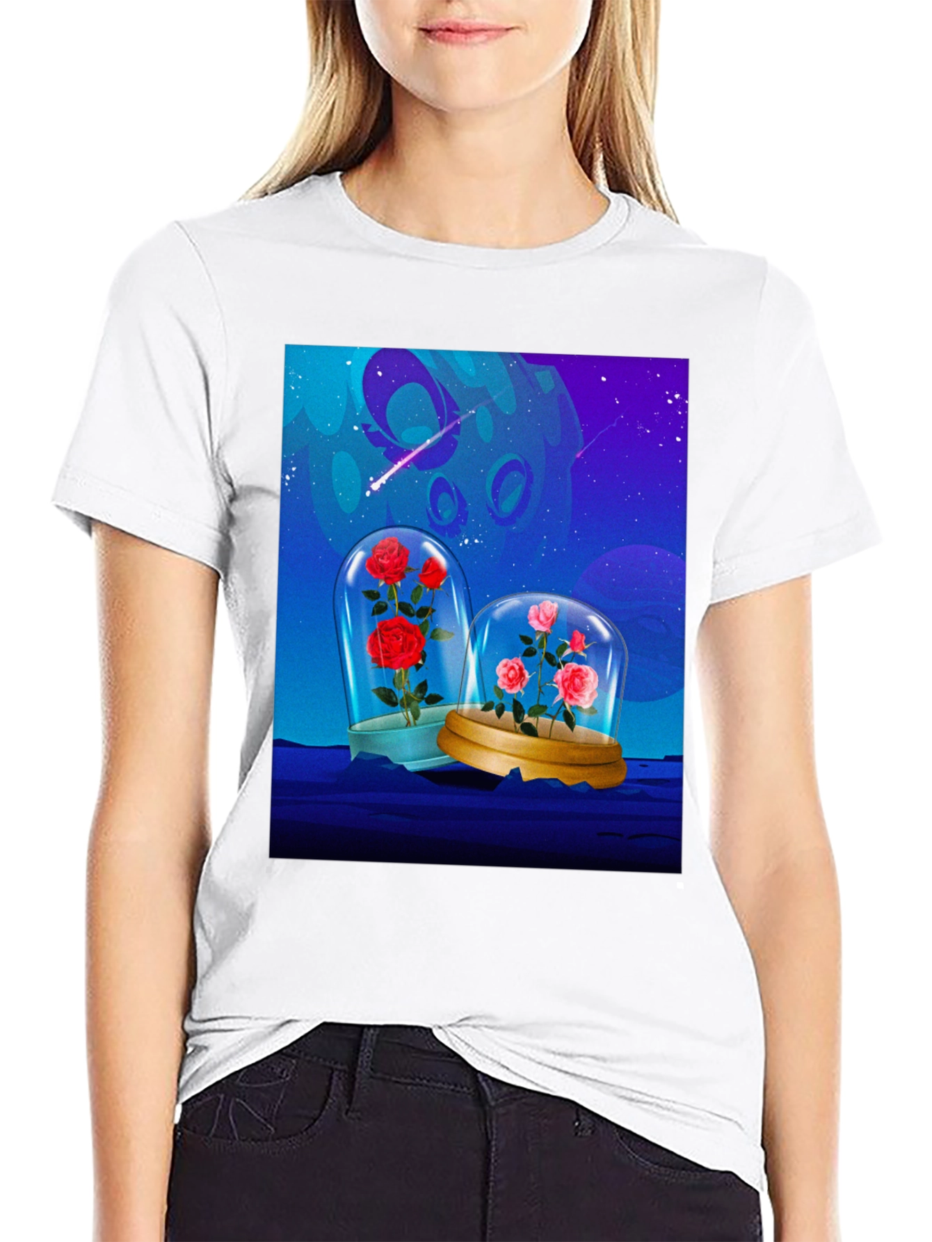 Enchanted Roses T-Shirt - Galaxy Bloom