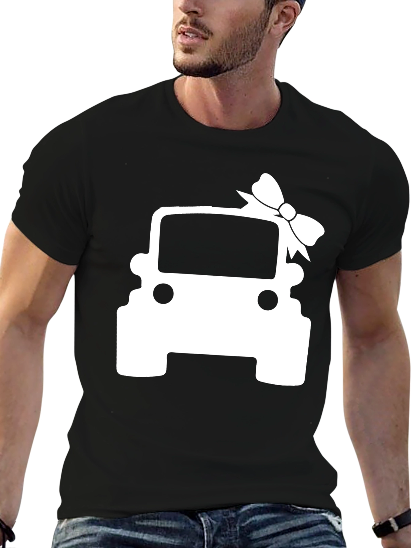Gift Jeep T-Shirt - Car with Bow Tie Design
