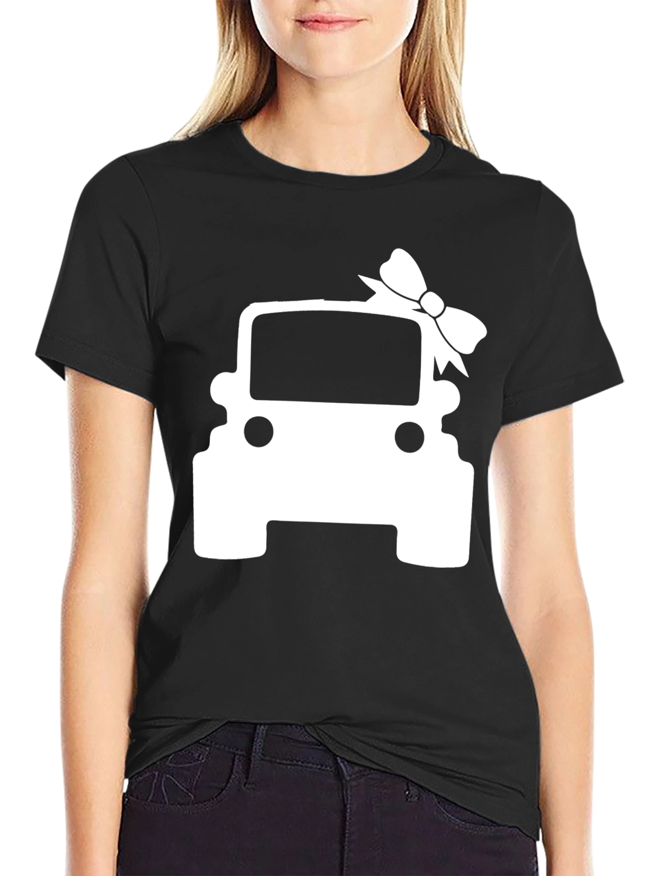 Gift Jeep T-Shirt - Car with Bow Tie Design