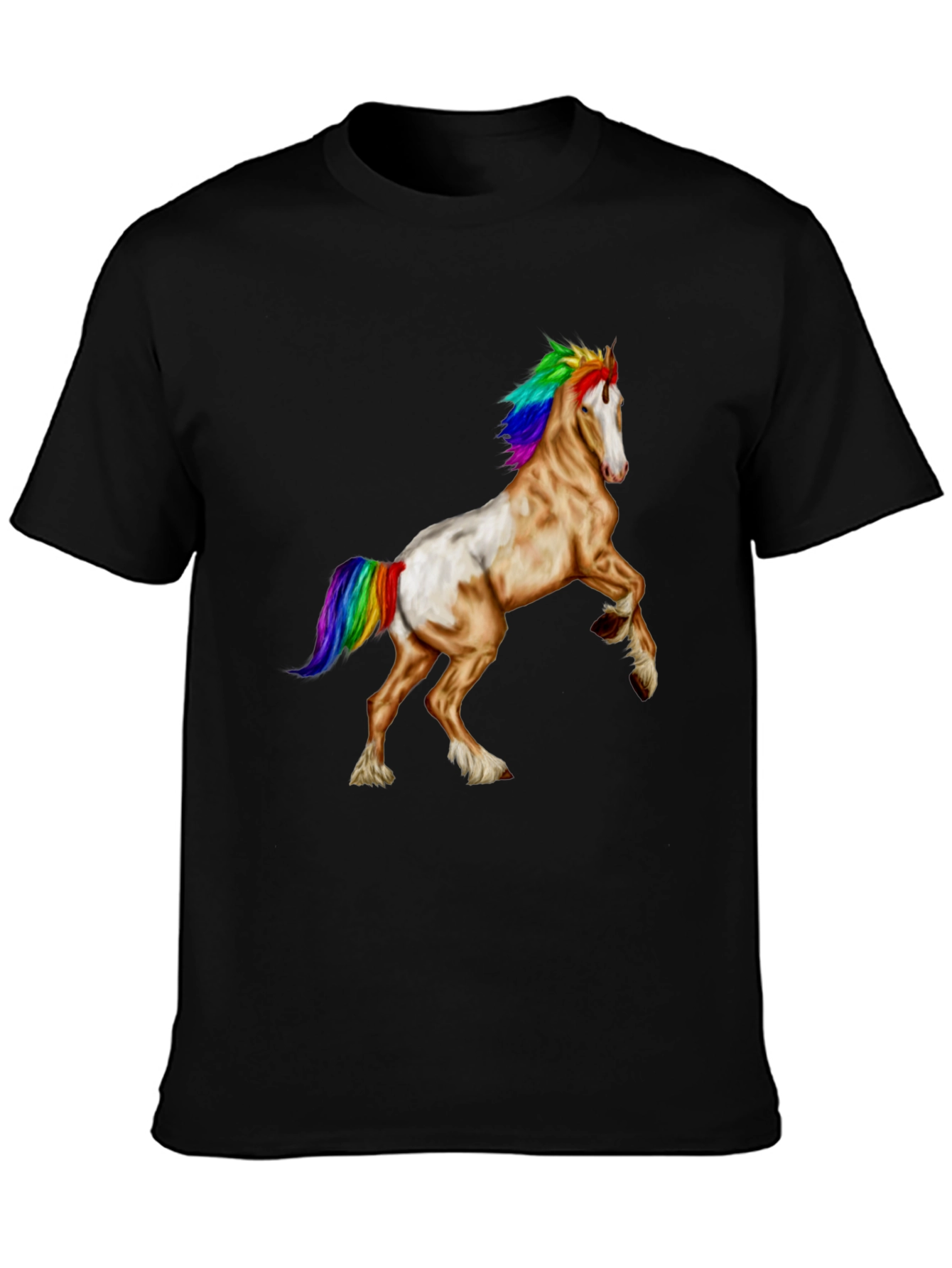 Rainbow Mane Horse Graphic Tee - Black