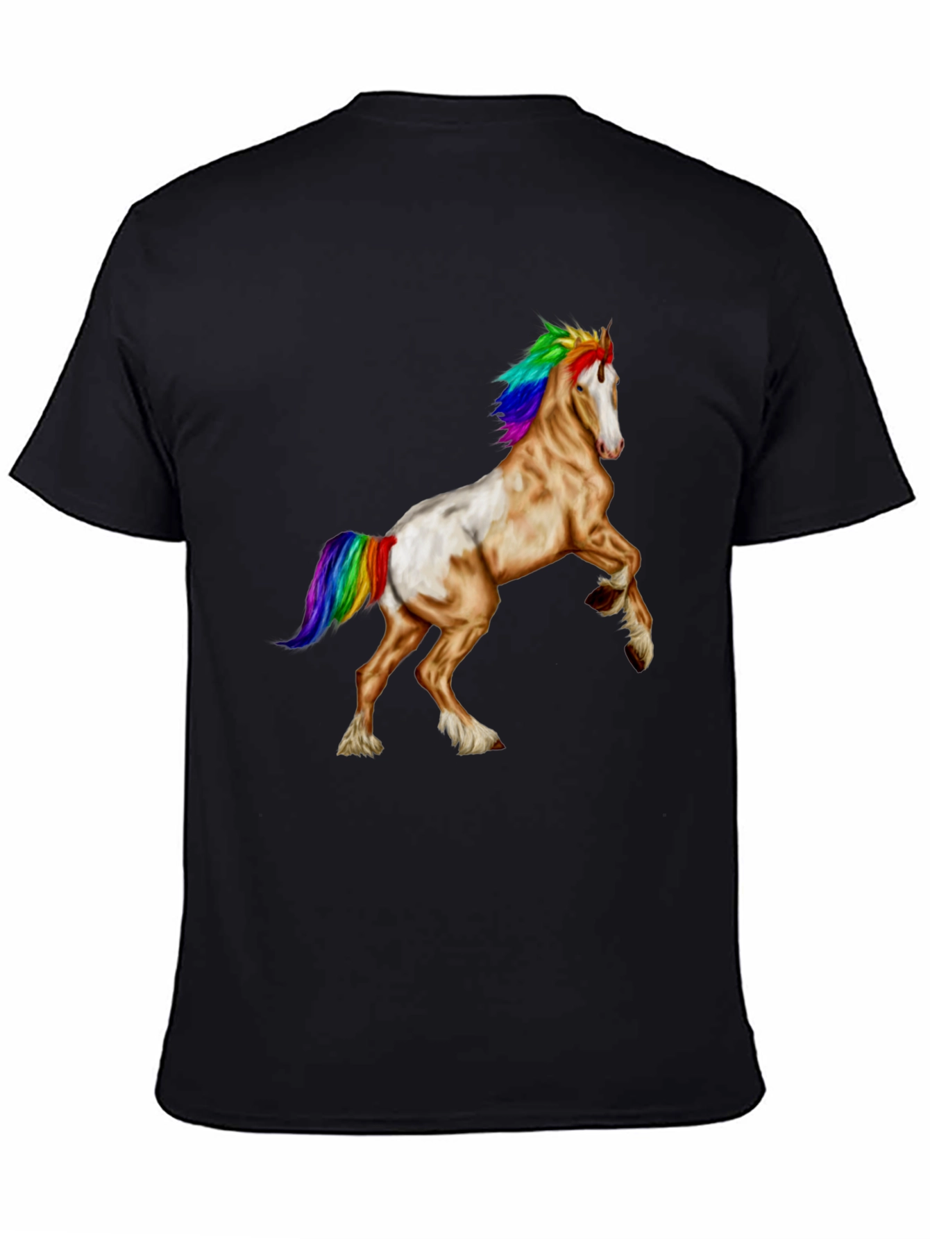 Rainbow Mane Horse Graphic Tee - Black