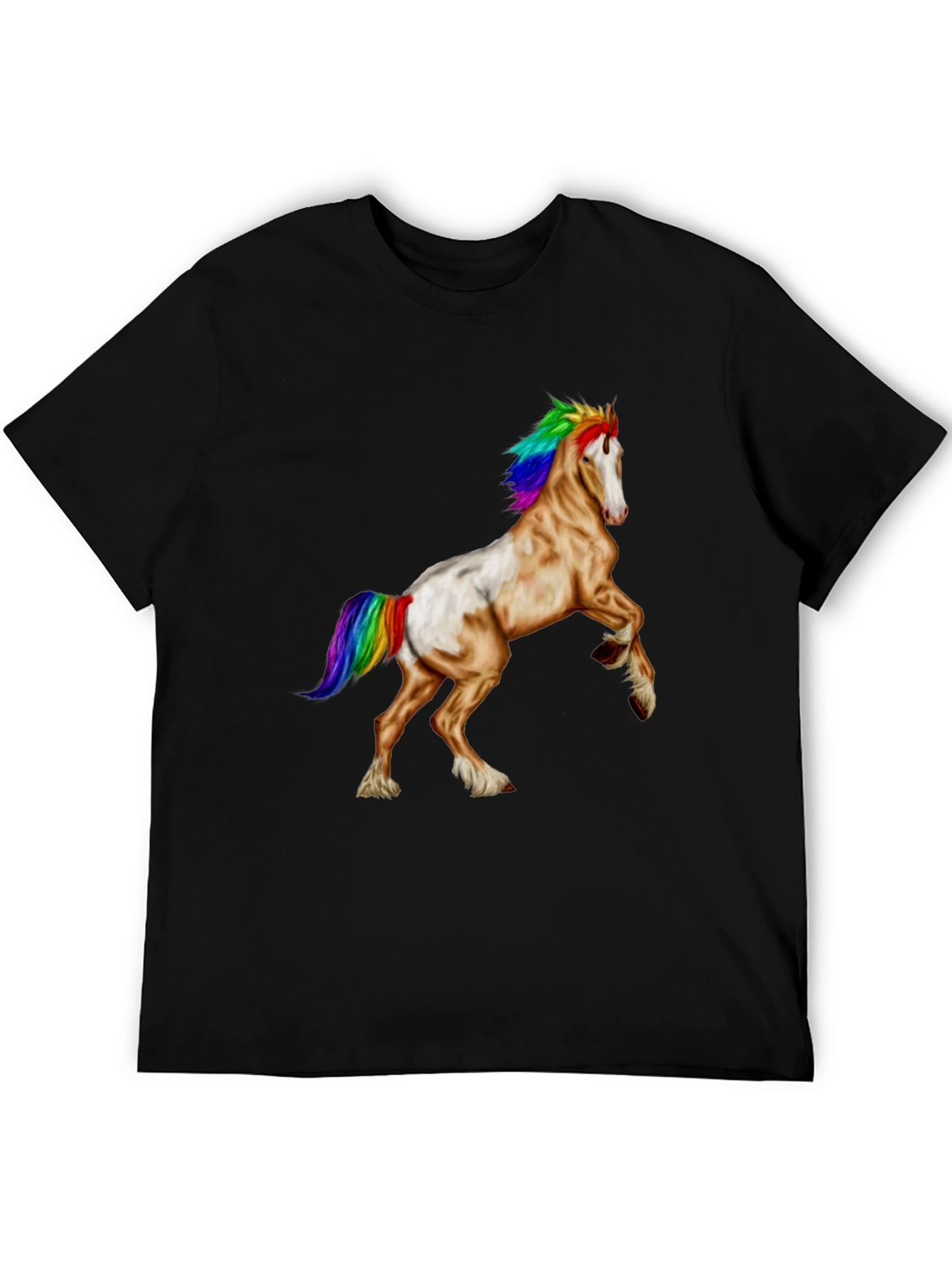 Rainbow Mane Horse Graphic Tee - Black