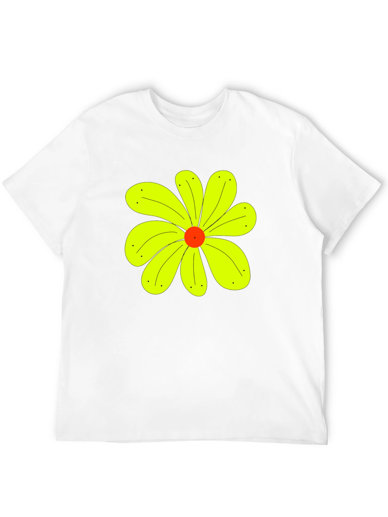 Black T-Shirt with Yellow Flower Graphic