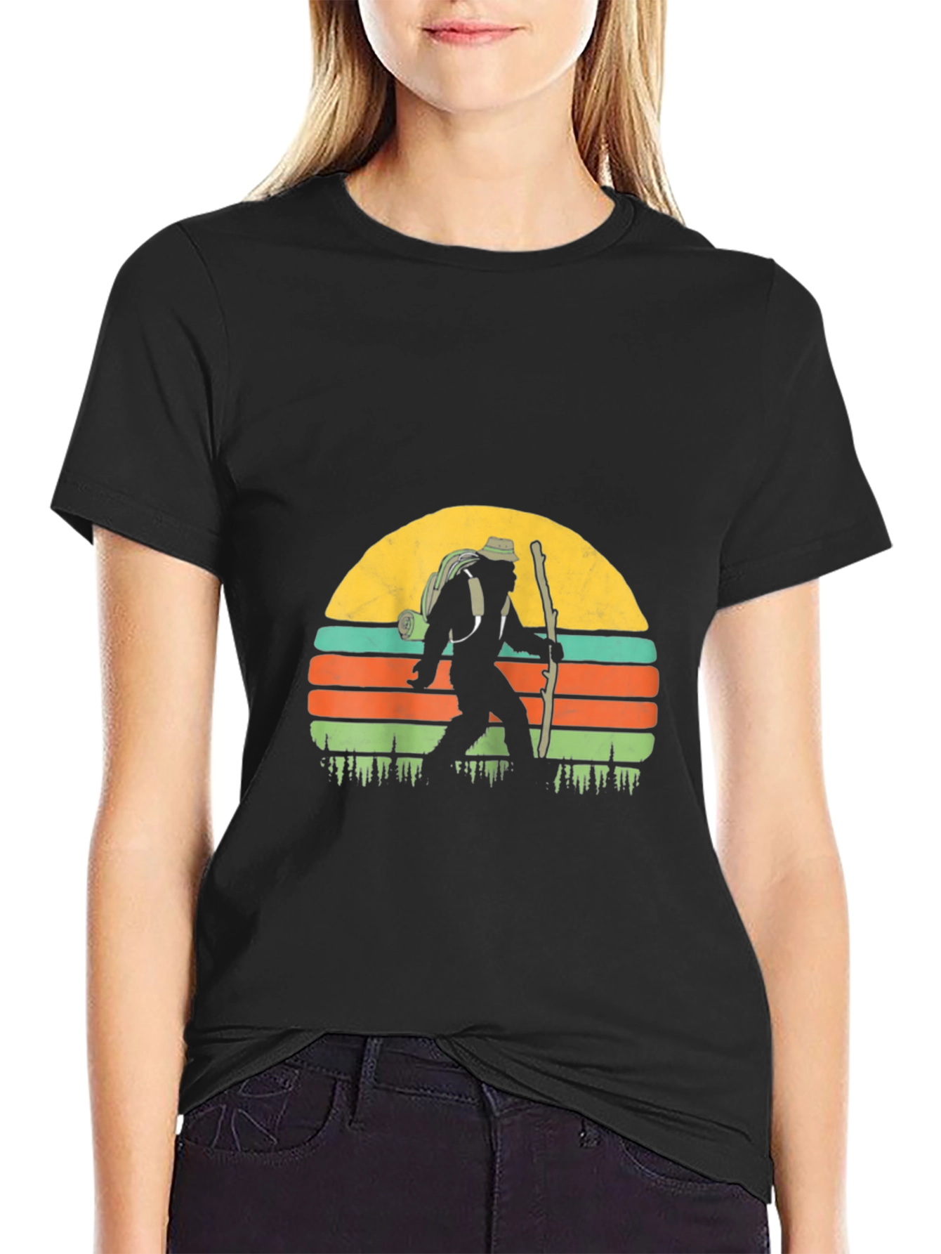 Bigfoot Hiking Sunset T-Shirt
