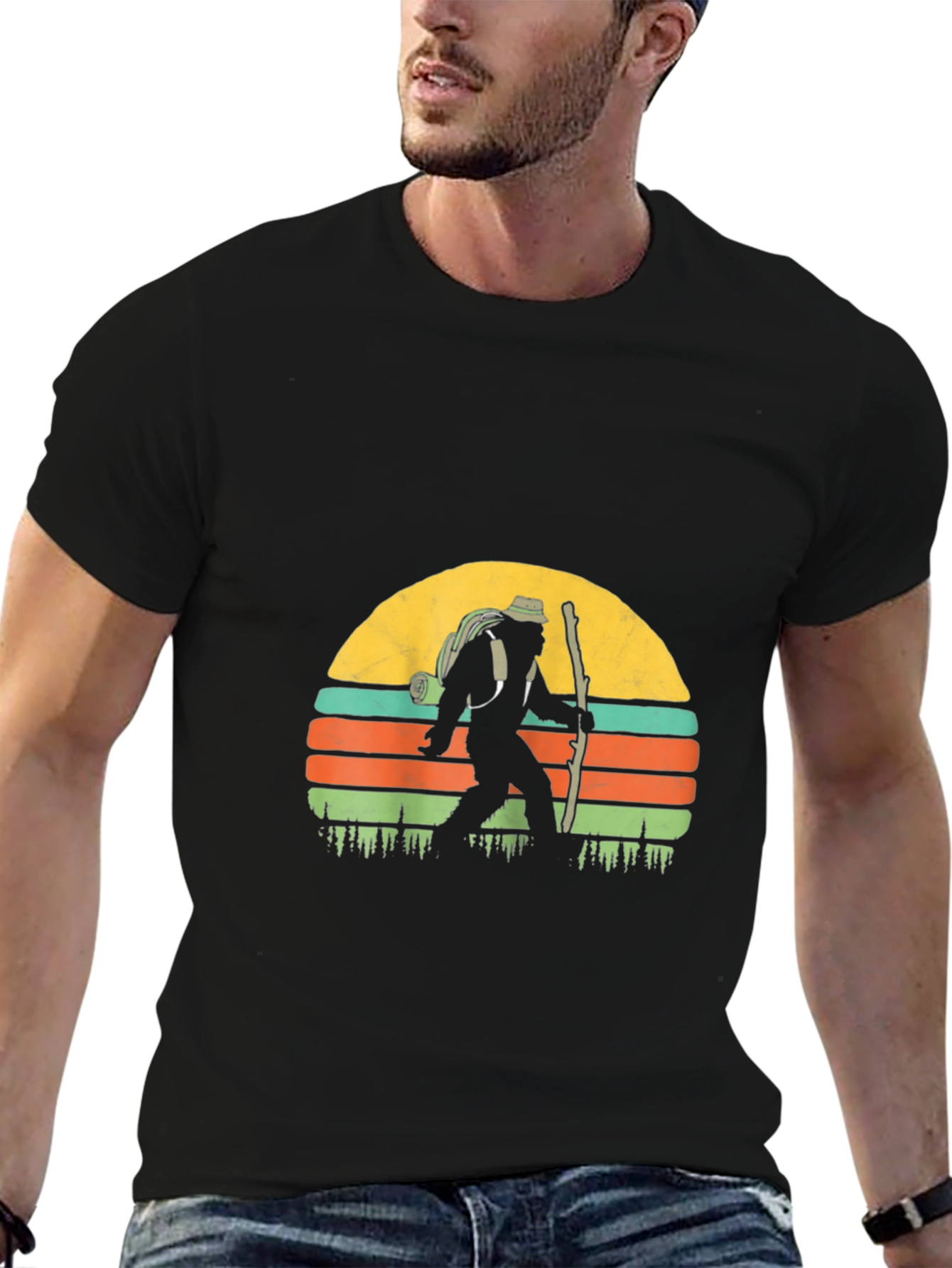 Bigfoot Hiking Sunset T-Shirt