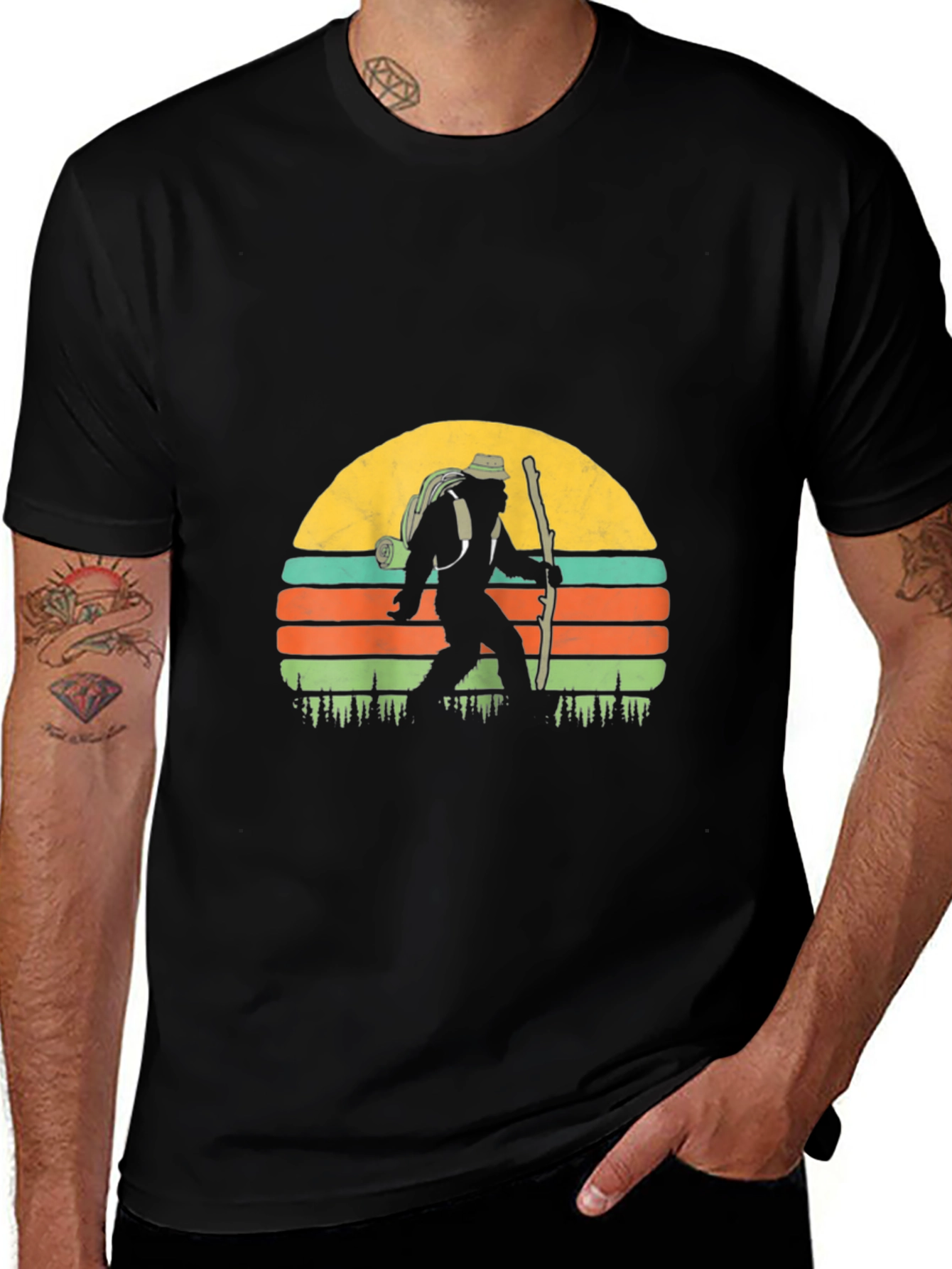 Bigfoot Hiking Sunset T-Shirt