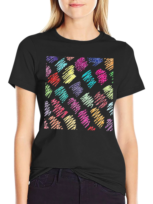 Abstract Scribble Pattern Black T-Shirt