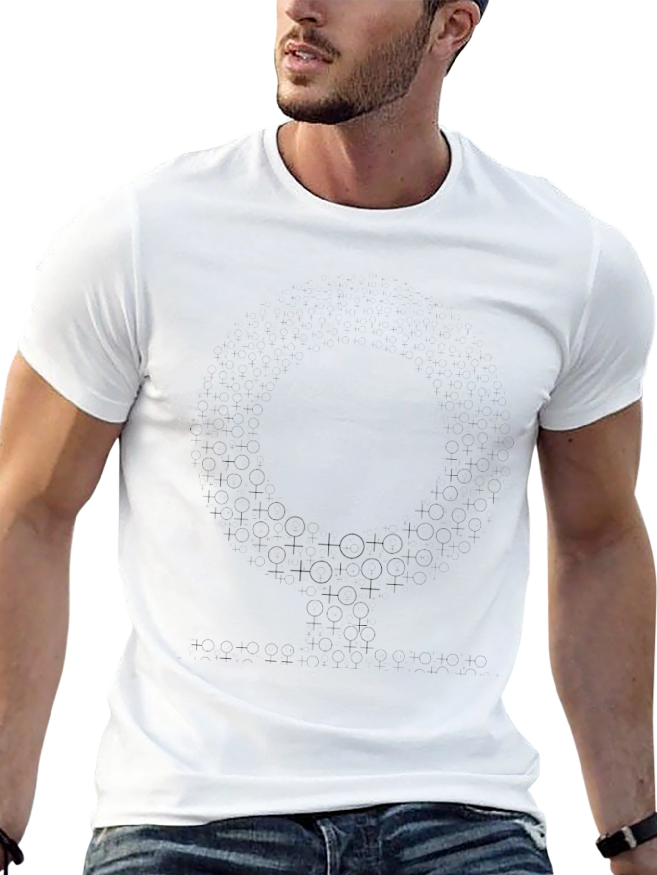 Black Graphic Print Crew Neck Mens T-Shirt
