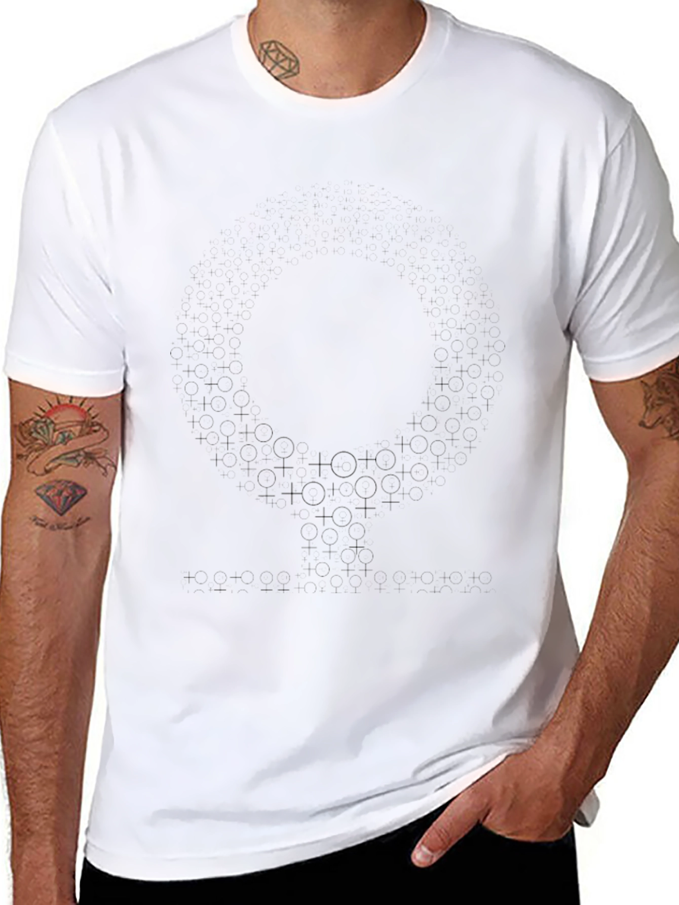Black Graphic Print Crew Neck Mens T-Shirt