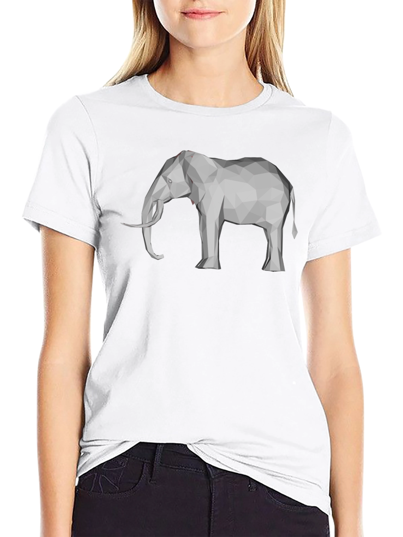 Geometric Elephant Graphic Tee - Stylish Black T-Shirt