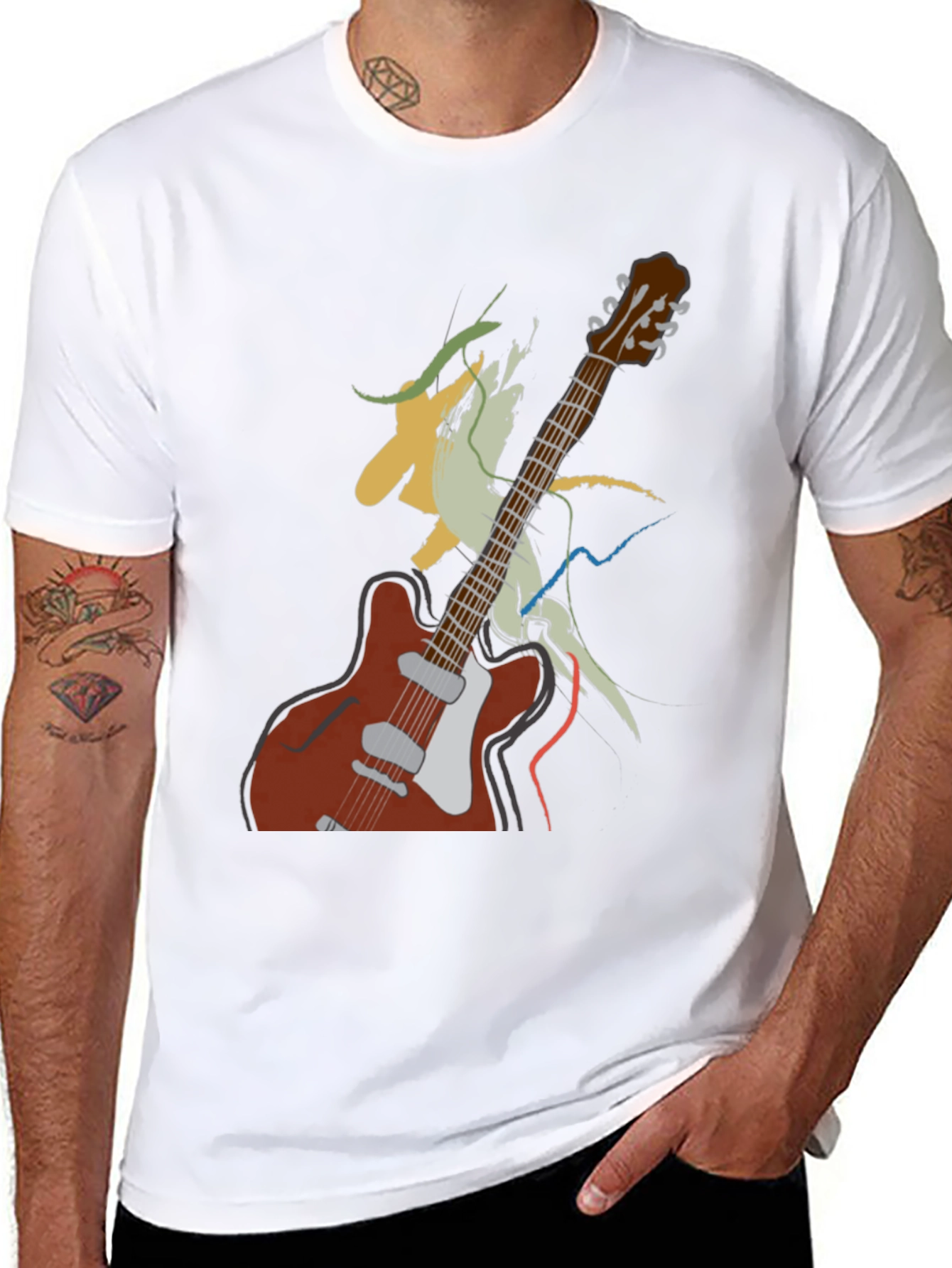 Guitar Graphic Tee - Artistic Music Lover Shirt