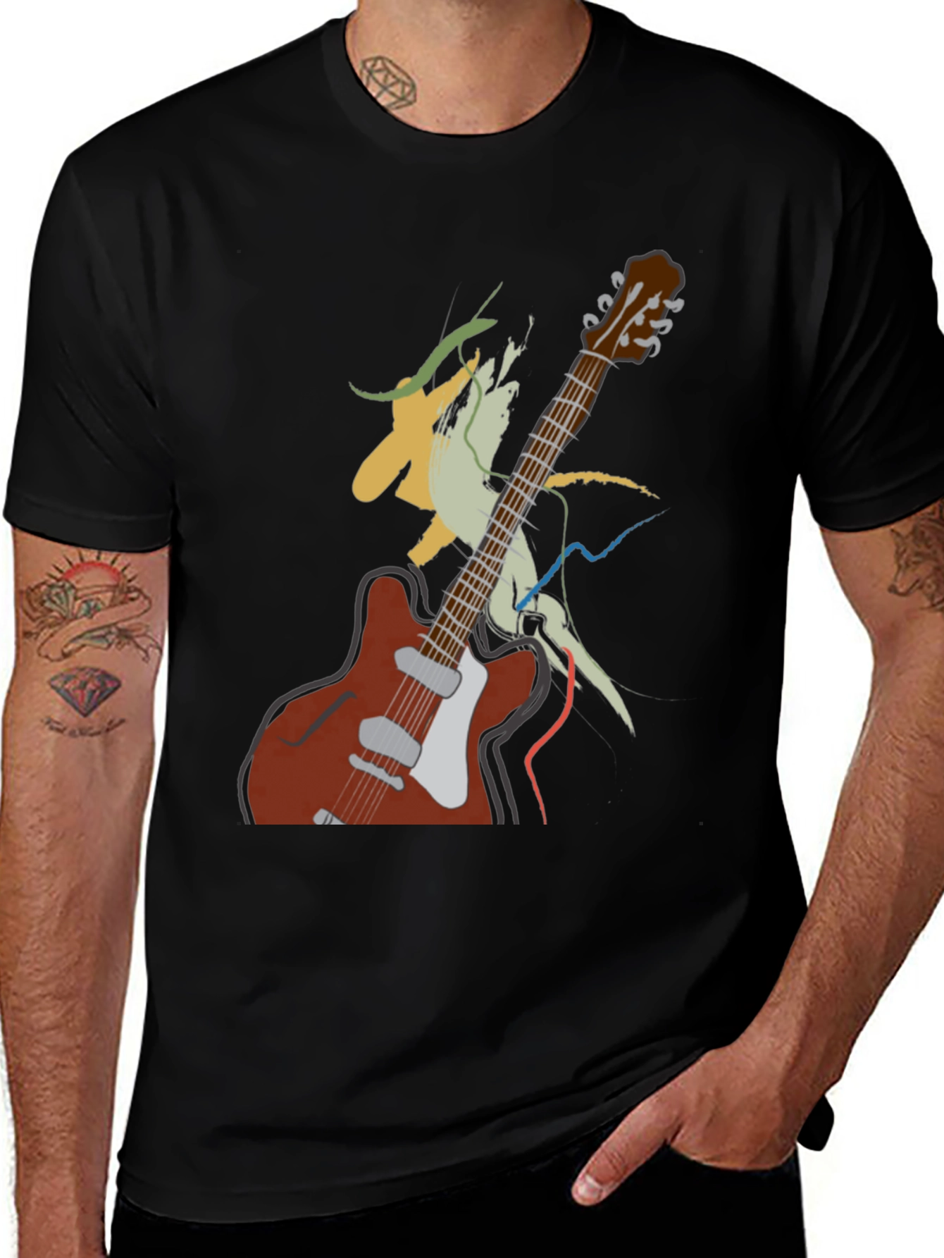 Guitar Graphic Tee - Artistic Music Lover Shirt